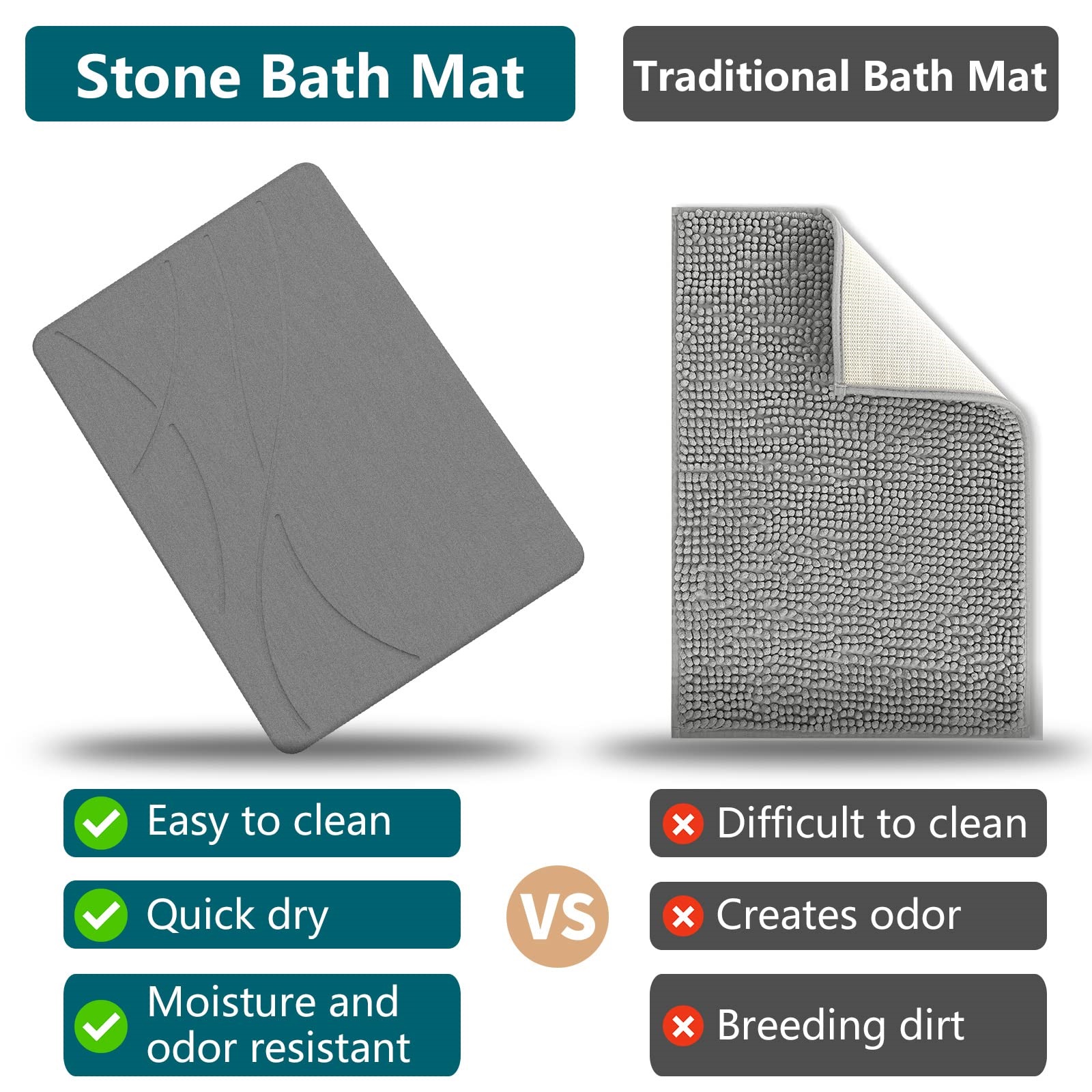 New Design Diatomaceous Earth Shower Mat Non Slip Natural Easy to Clean