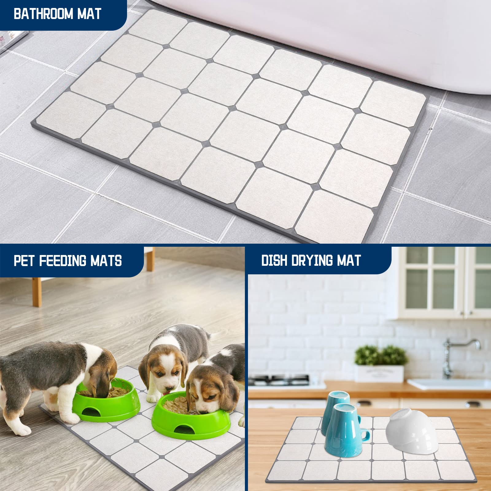 Quick Drying Bath Stone Mat Super Absorbent Diatomaceous Earth Shower Mat 