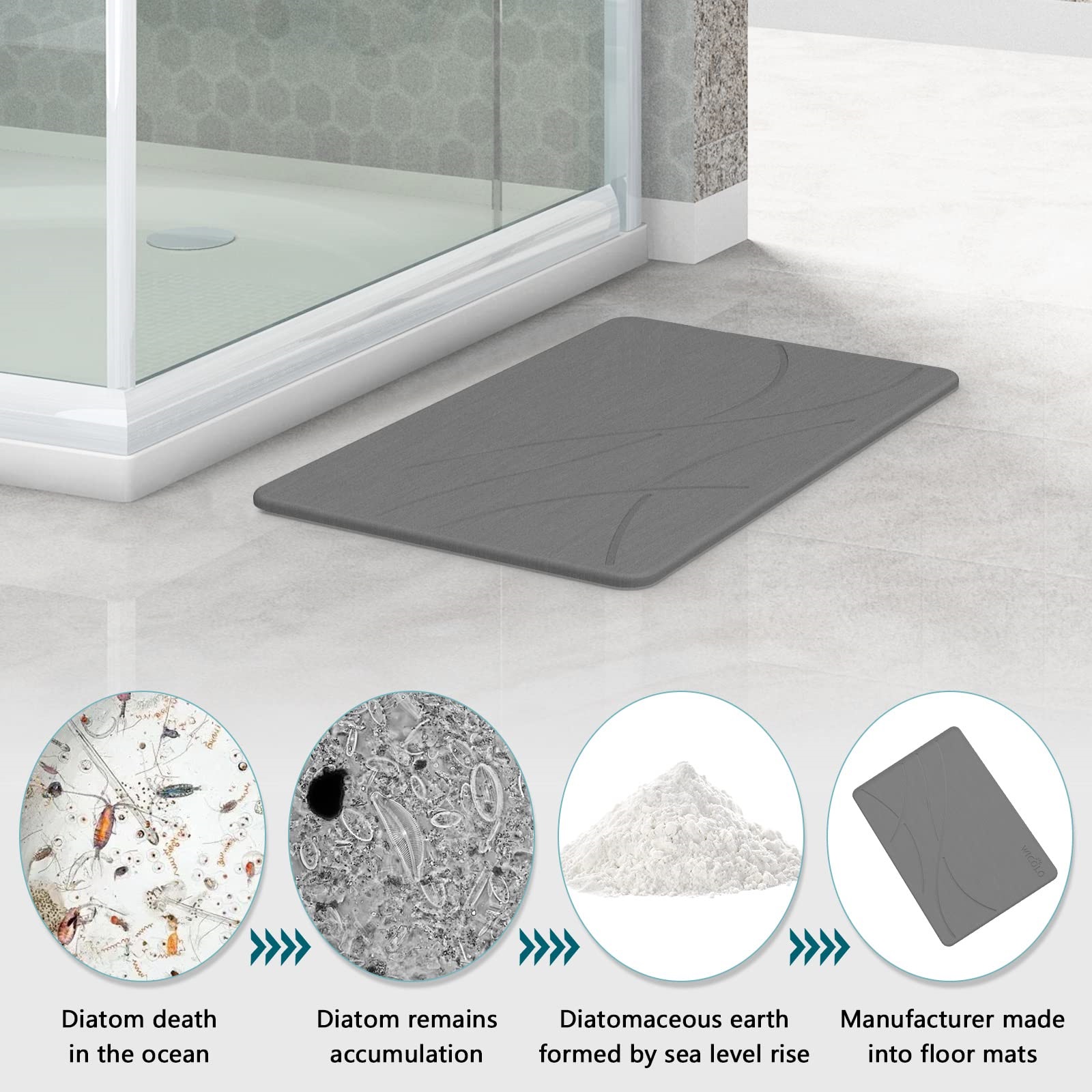New Design Diatomaceous Earth Shower Mat Non Slip Natural Easy to Clean