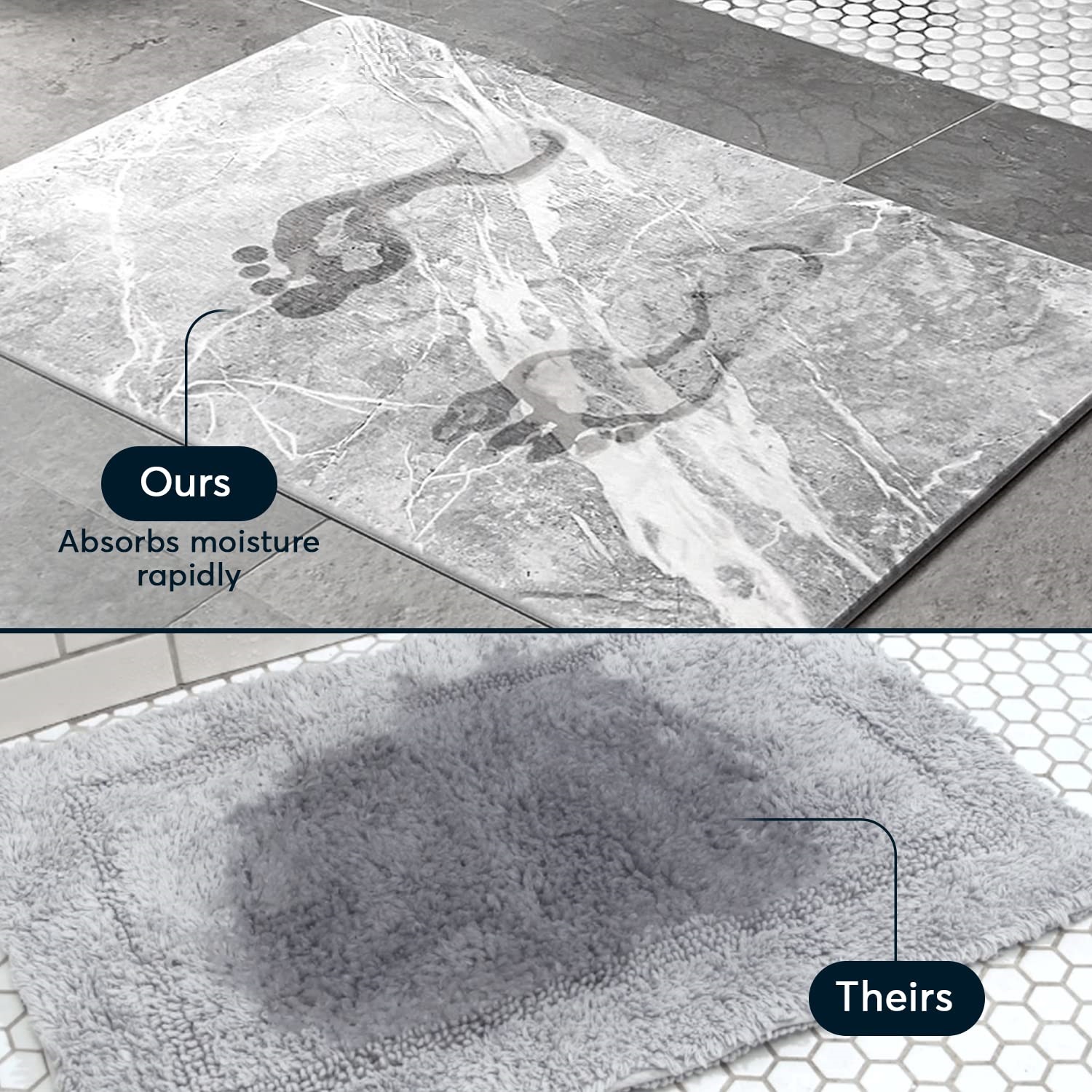 Home Bath Stone Mat with Marble Lines Diatomaceous Earth for Bathroom Decor