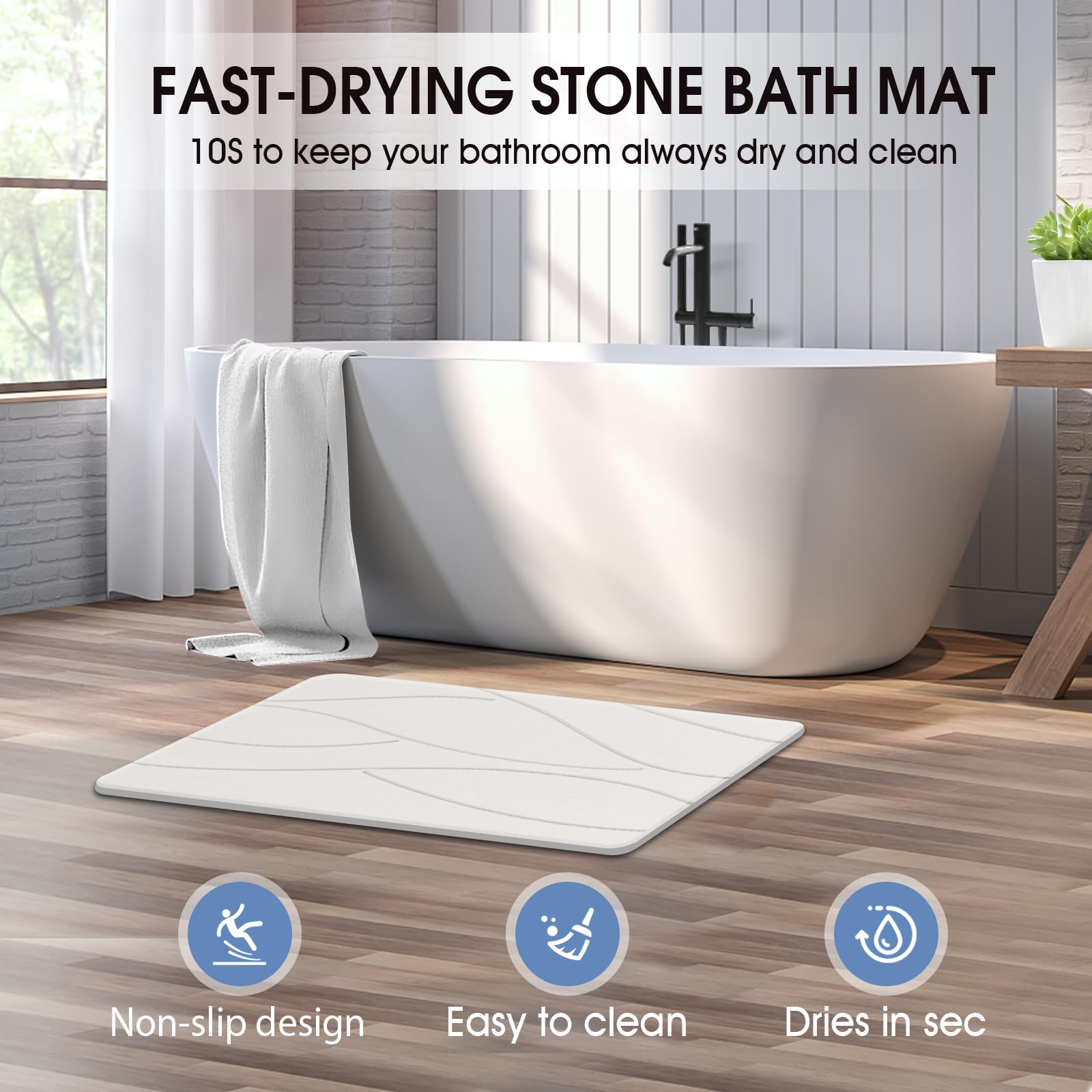 Wholesale Natural Stone Bathroom Mat Diatomaceous Earth Shower Mat Non-Slip for Bathroom Kitchen Counter