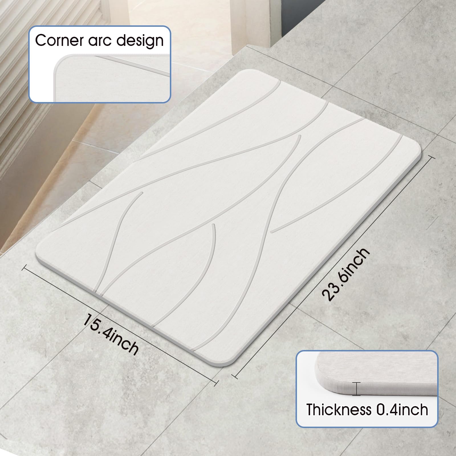 Wholesale Natural Stone Bathroom Mat Diatomaceous Earth Shower Mat Non-Slip for Bathroom Kitchen Counter