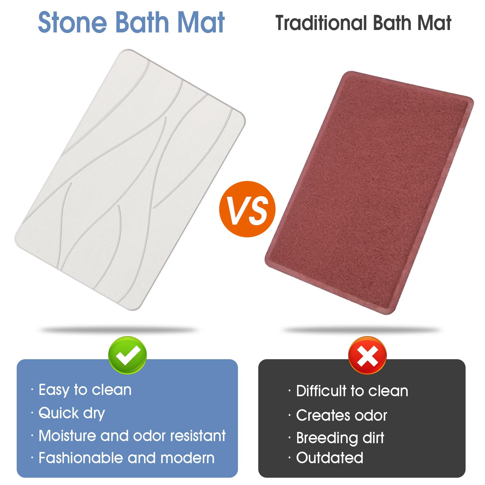 Wholesale Natural Stone Bathroom Mat Diatomaceous Earth Shower Mat Non-Slip for Bathroom Kitchen Counter