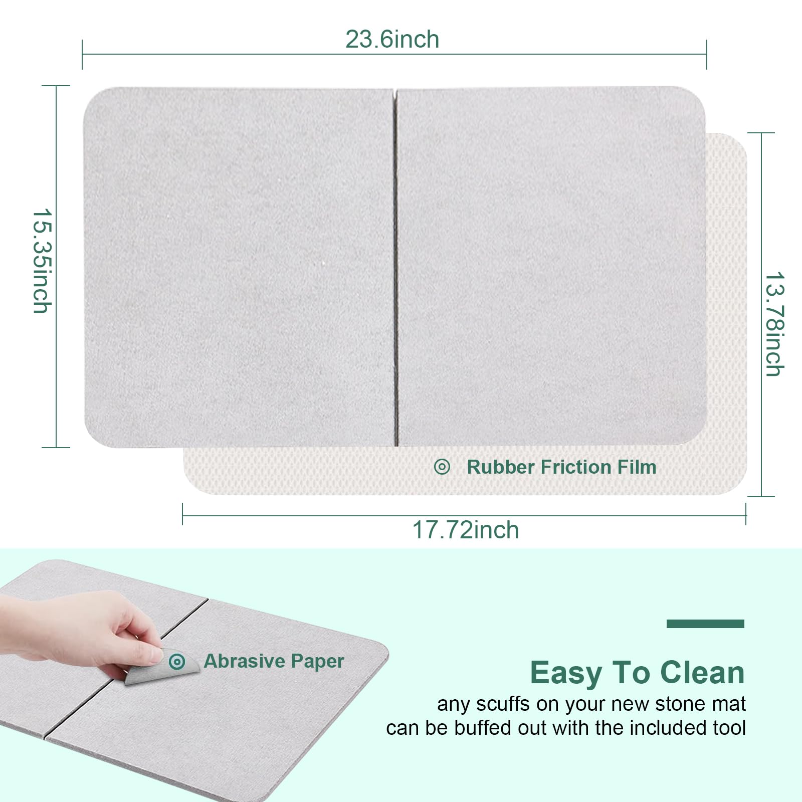 Custom Stitching Stone Bath Mat Natural Easy to Clean Diatomaceous Earth Shower Mat for Kitchen Bathroom