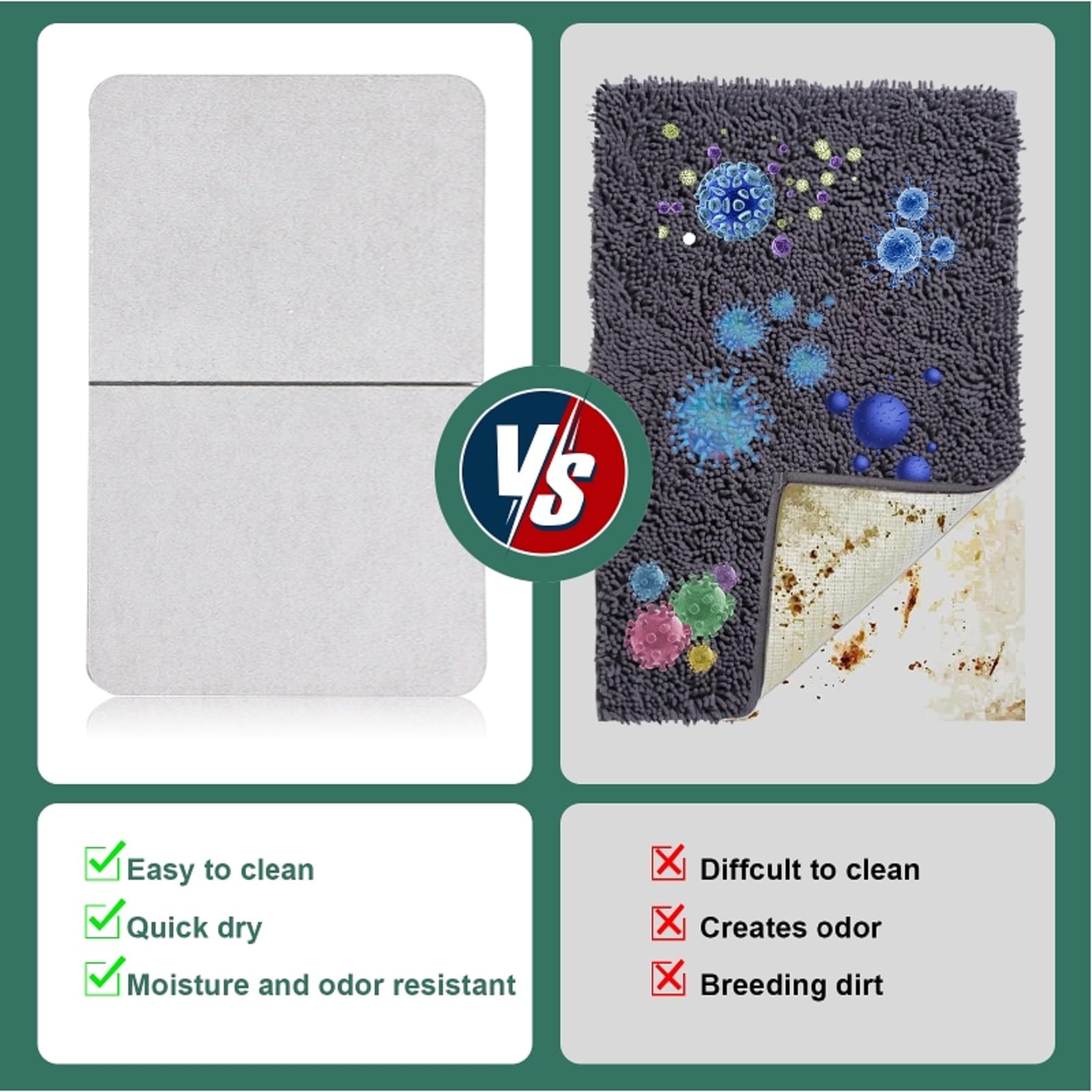 Custom Stitching Stone Bath Mat Natural Easy to Clean Diatomaceous Earth Shower Mat for Kitchen Bathroom