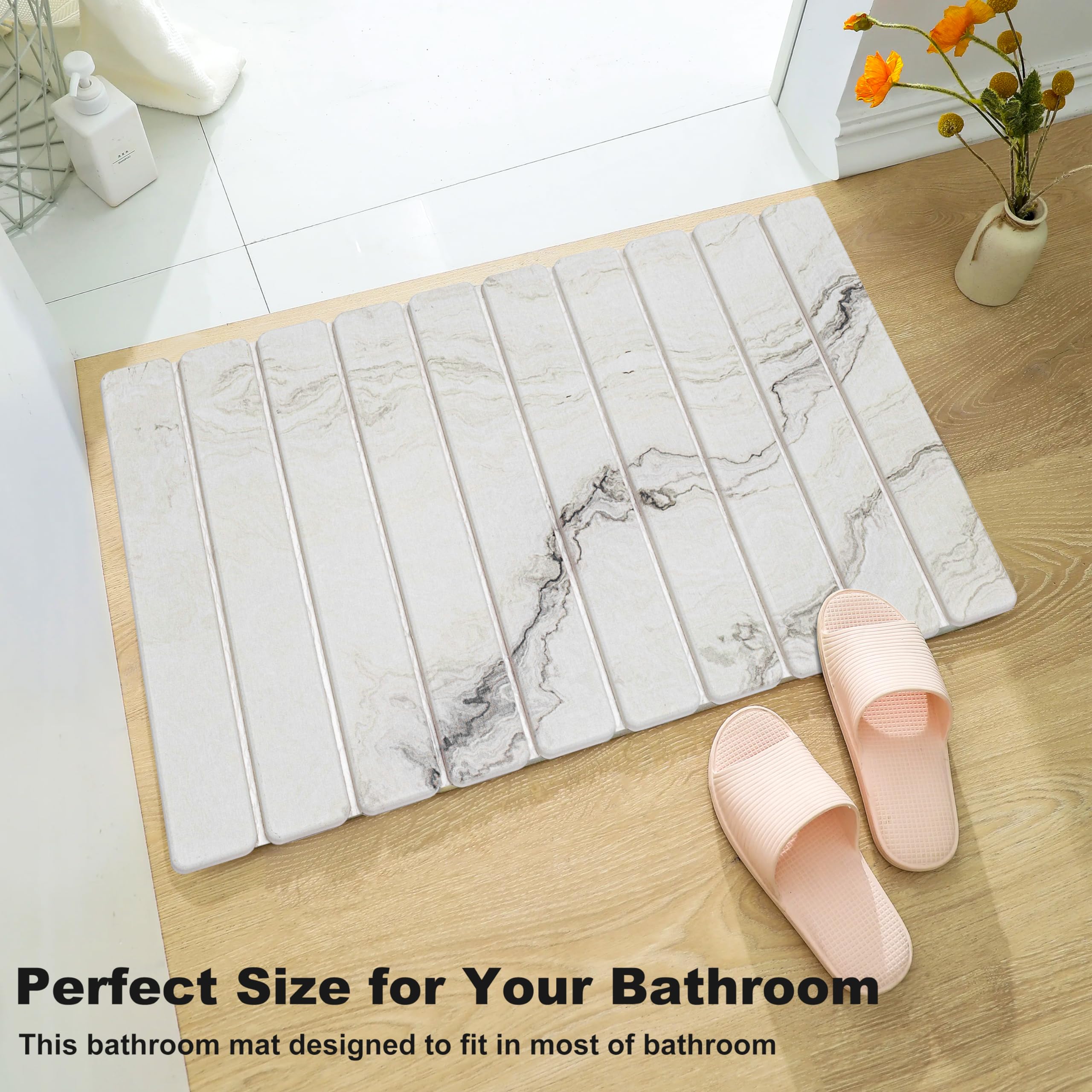 Diatomite Stone Bath Mat Rollable Anti Slip Super Absorbent Fast Dry Stone Drying Mat for Bathroom Floor