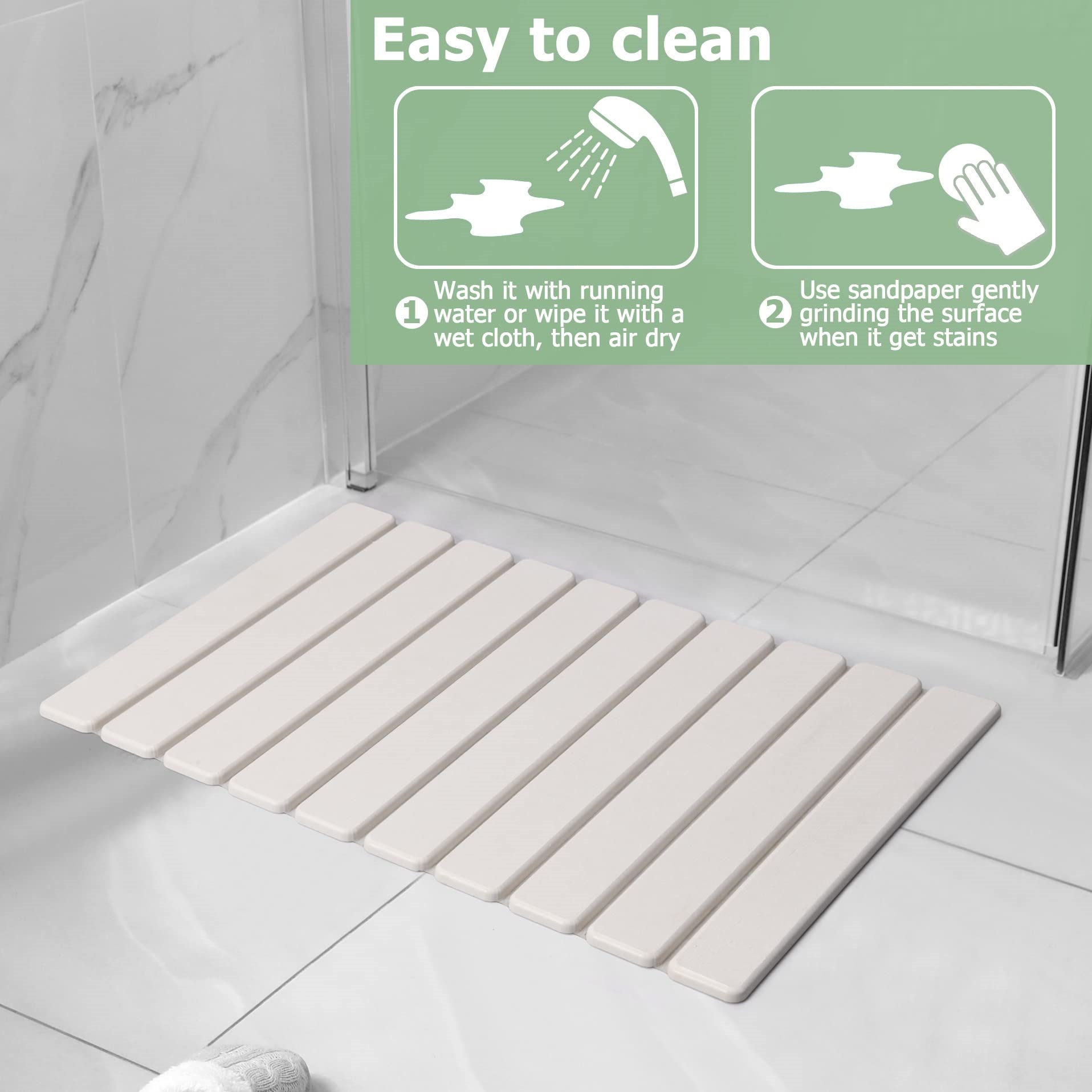 Foldable Fast Water Drying Super Absorbent Non-Slip Diatomite Earth Bath Mats Stone Bath Mat For Bathroom