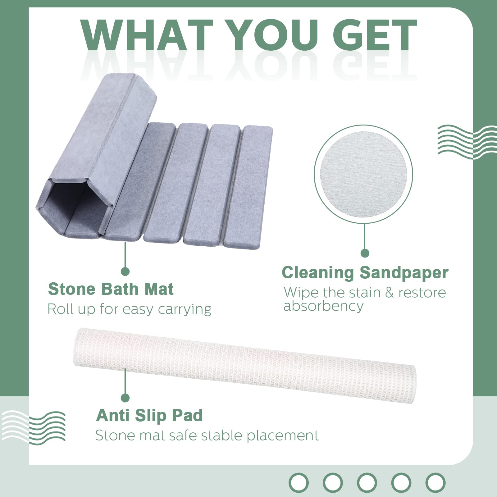 Rollable Diatomaceous Earth Quick Drying Bathroom Stone Mats Absorbent Suit for Kitchen Floor