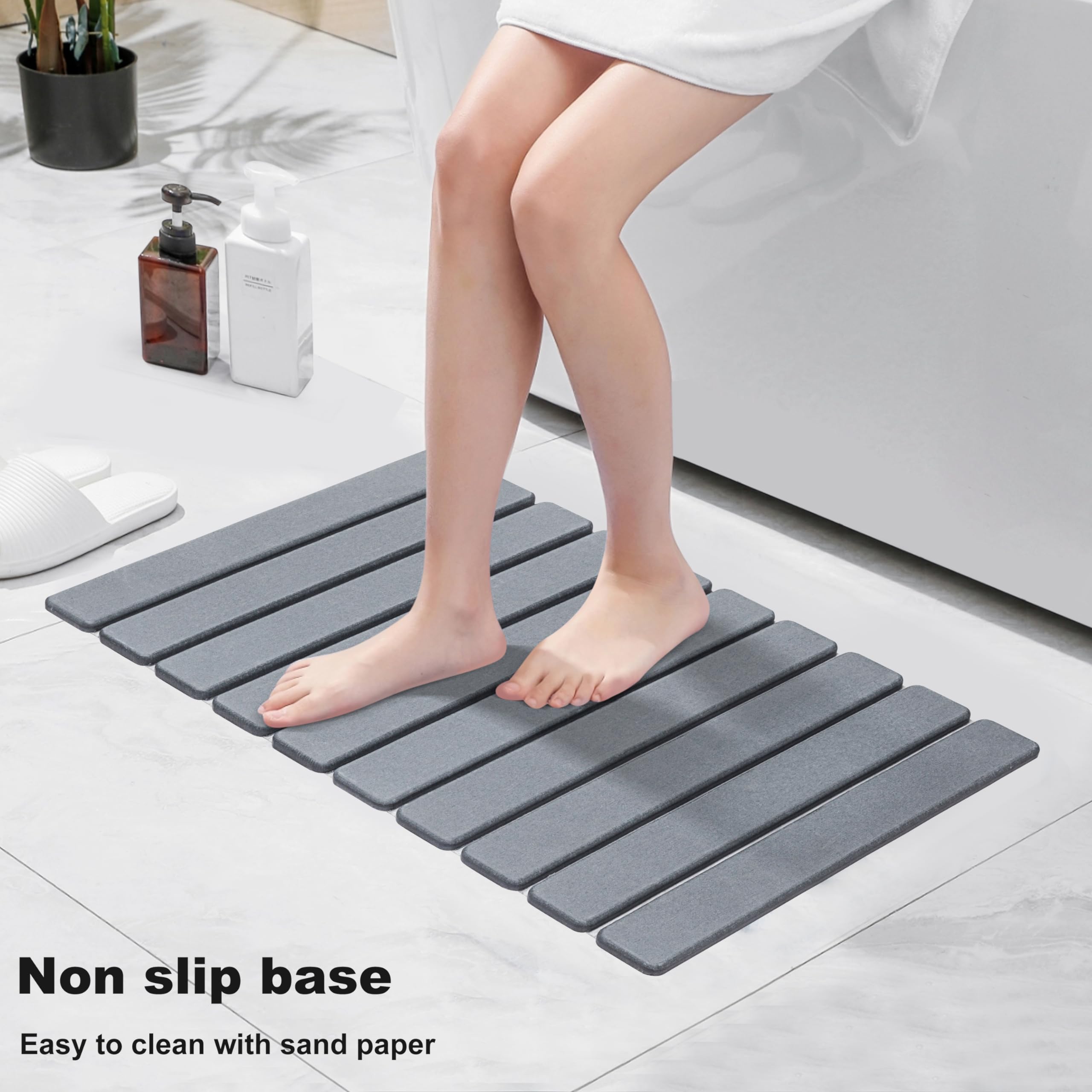 Stone Bath Mat Rollable Anti Slip Super Absorbent Diatomaceous Earth Stone Bathroom Mat
