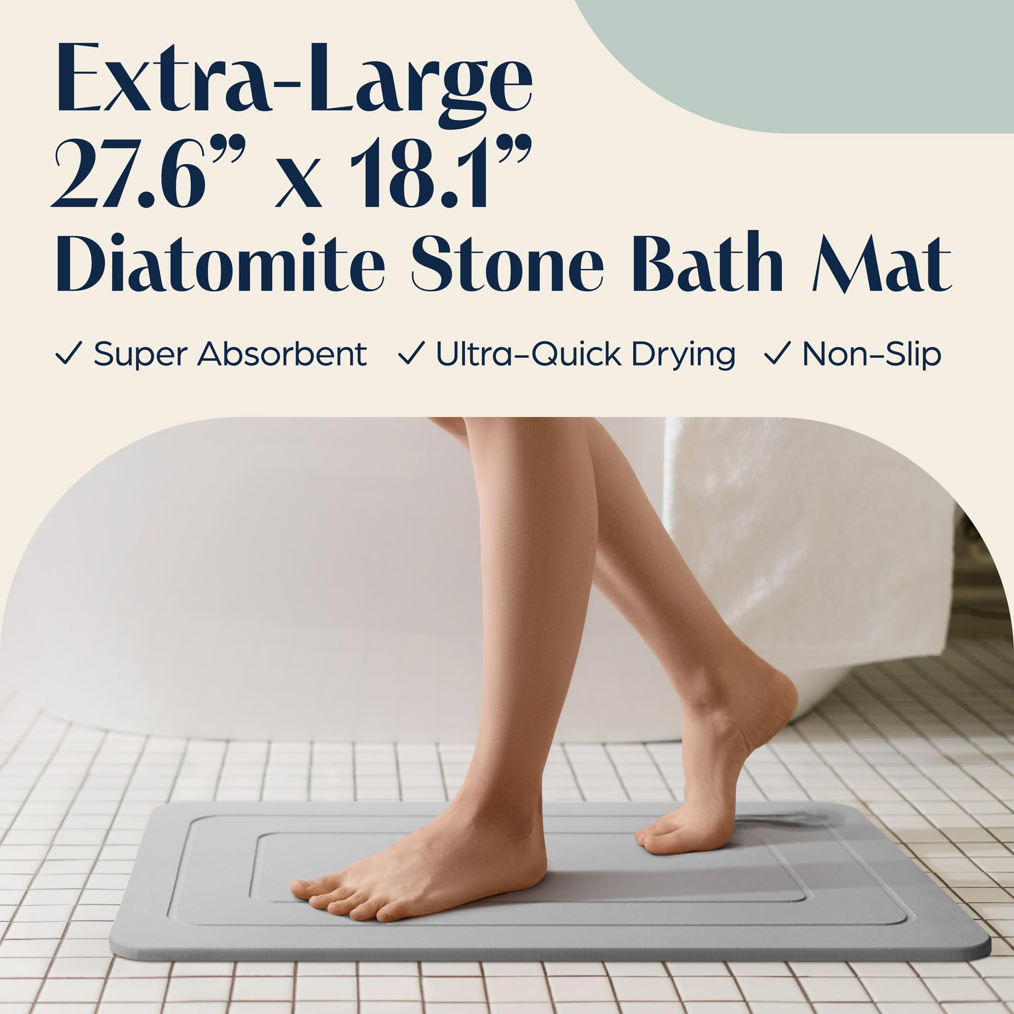 Large Diatomite Stone Bath Mat Quick Drying Diatomaceous Earth Bath Mat for Bathroom Shower