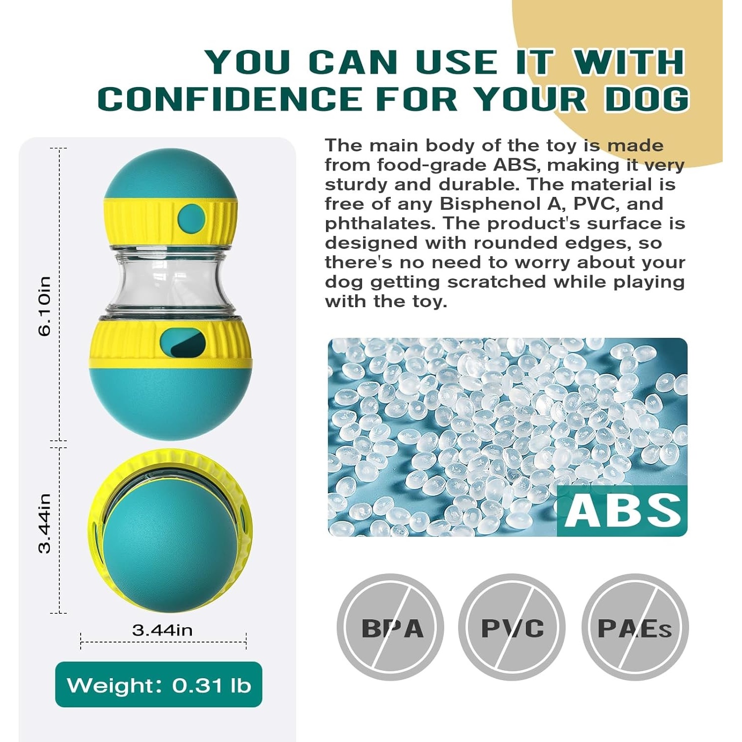 Dog Slow Feeder Adjustable Treat Dispensing Ball for Small Medium Dogs