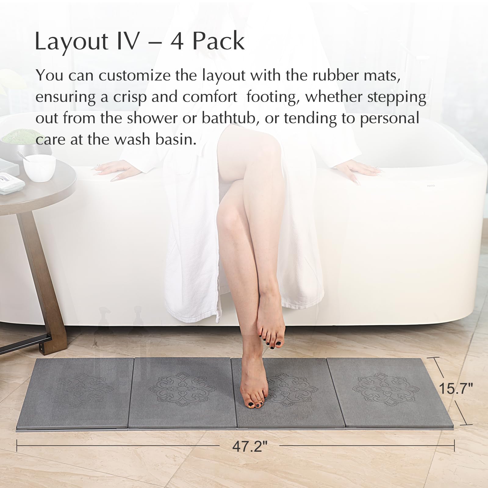 Stone Bath Mat with pattern Custom Design Diatomaceous Earth Bath Mat