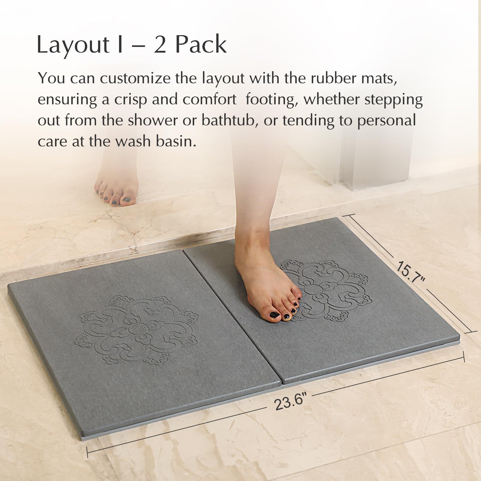 Stone Bath Mat with pattern Custom Design Diatomaceous Earth Bath Mat