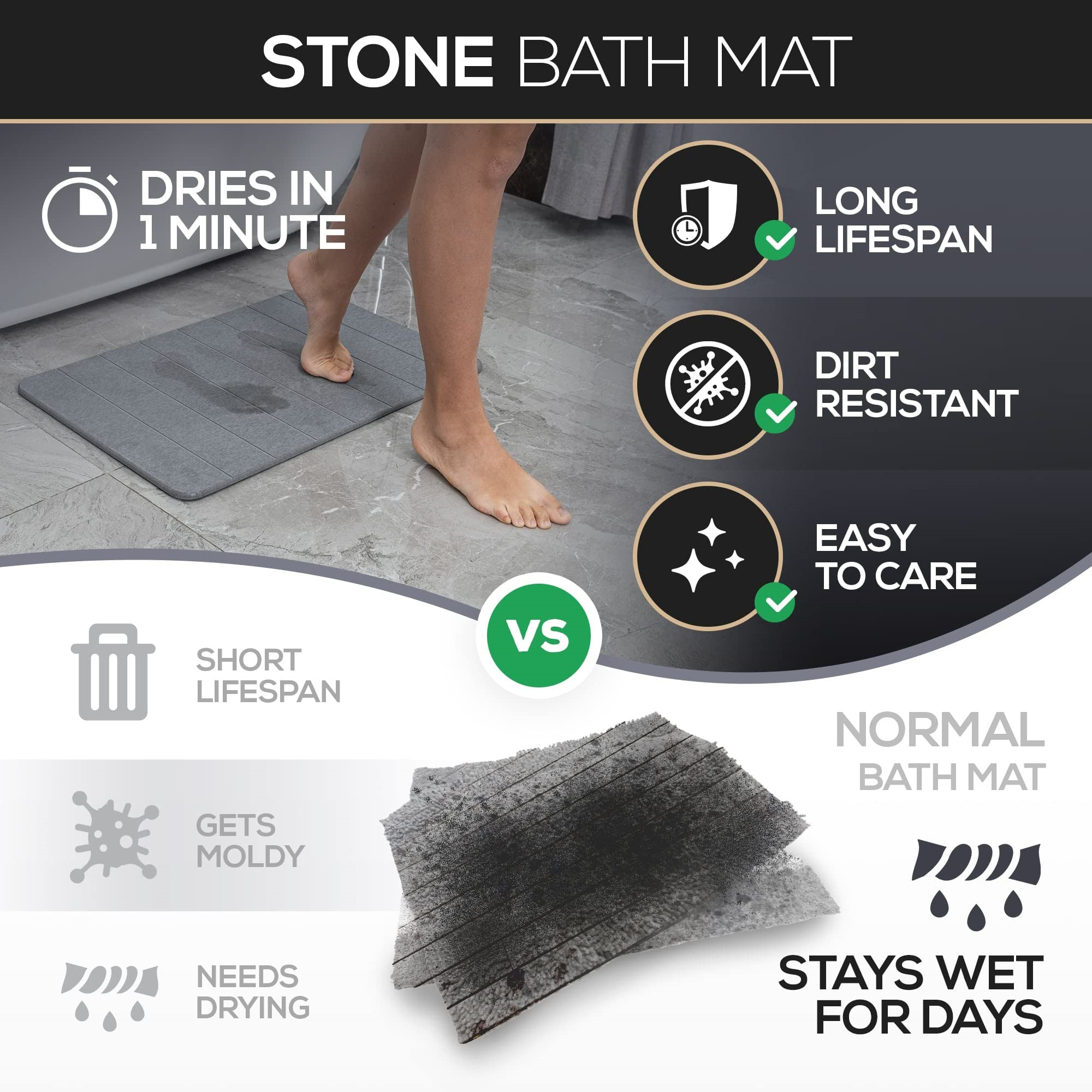 Factory Customized Bathroom Quick Drying Diatomaceous Earth Stone Mat