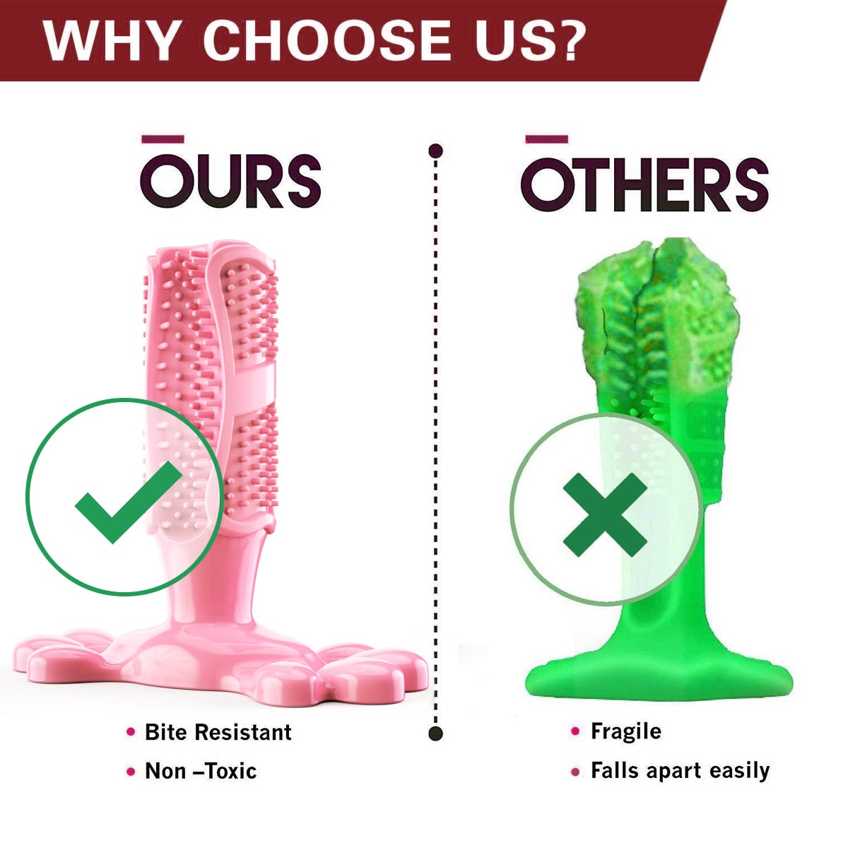 Dog Toothbrush Stick Chew Toys Tough Interactive Toy for Aggressive Chewers