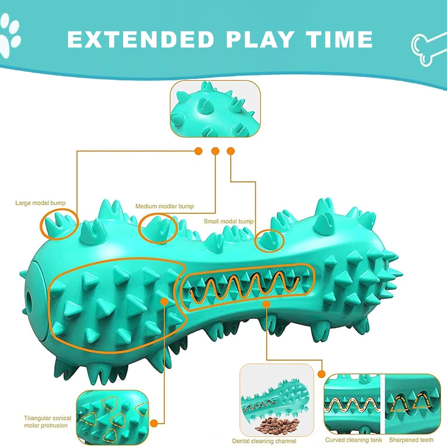 Dog Teeth Cleaning Toy Toothbrush Stick Bone Squeaky Toys for Training Aggressive Chewers