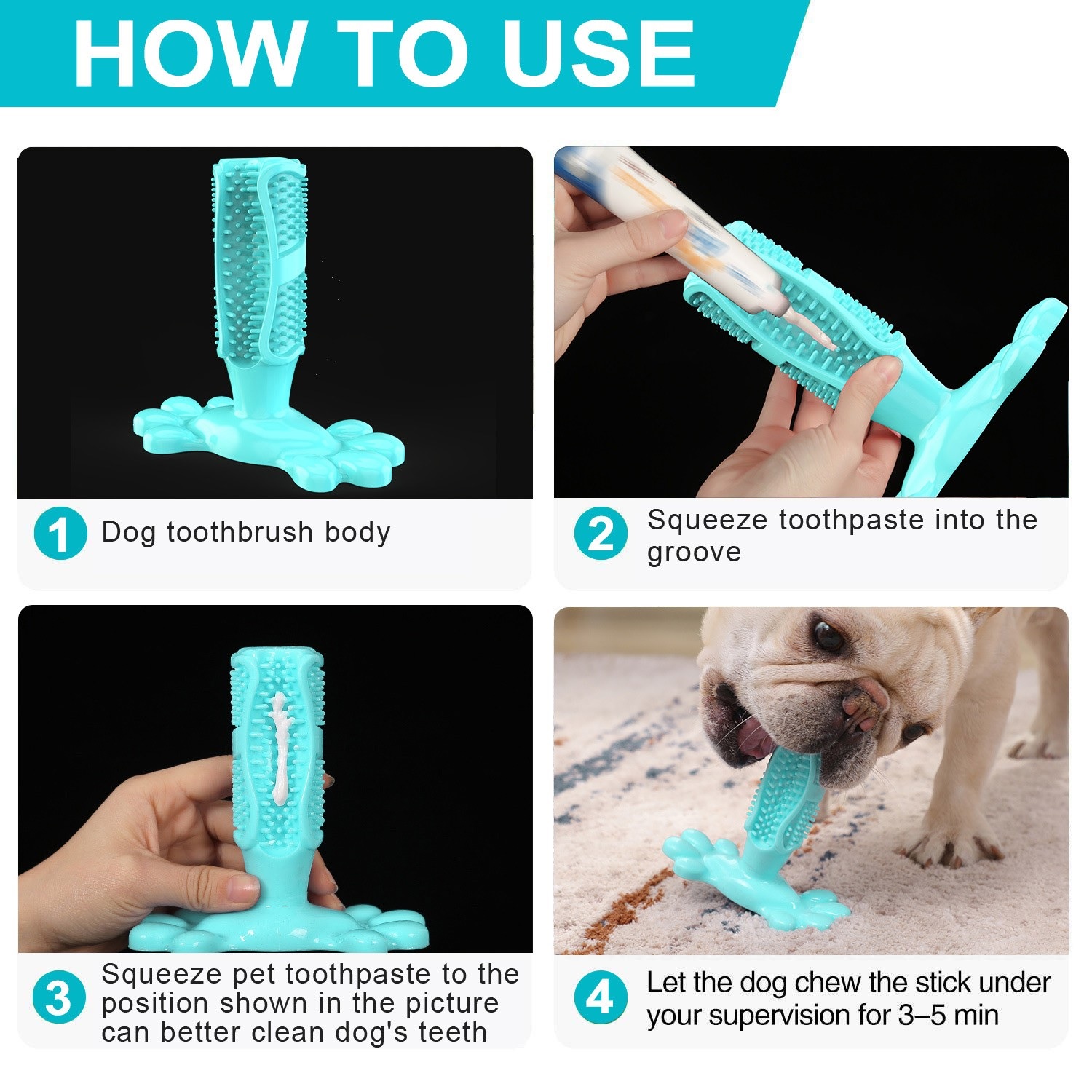 Dog Toothbrush Stick Chew Toys Tough Interactive Toy for Aggressive Chewers