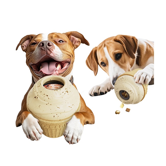 Dog Interactive Chew Toys Ice Cream Shape Frozen Slow Feeder Licking Toy for Medium Large Dogs