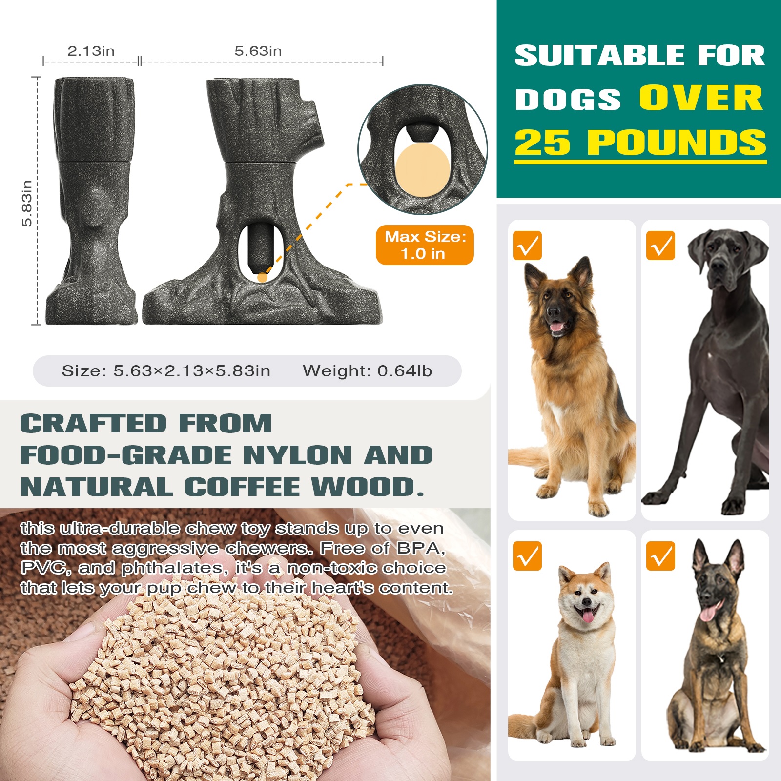 Bully Stick Holder for Dogs Tough Chew Toy for Aggressive Chewers