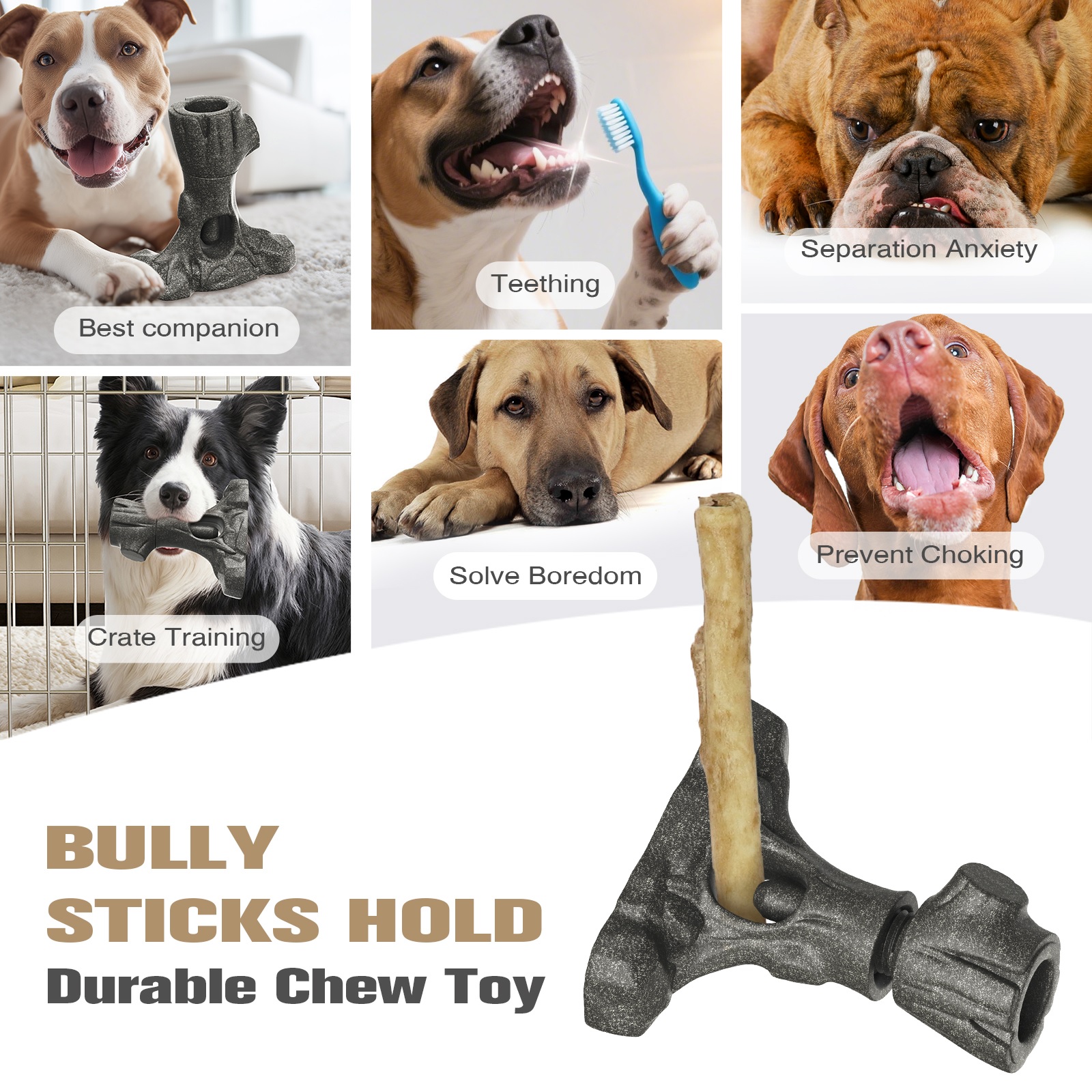 Bully Stick Holder for Dogs Tough Chew Toy for Aggressive Chewers