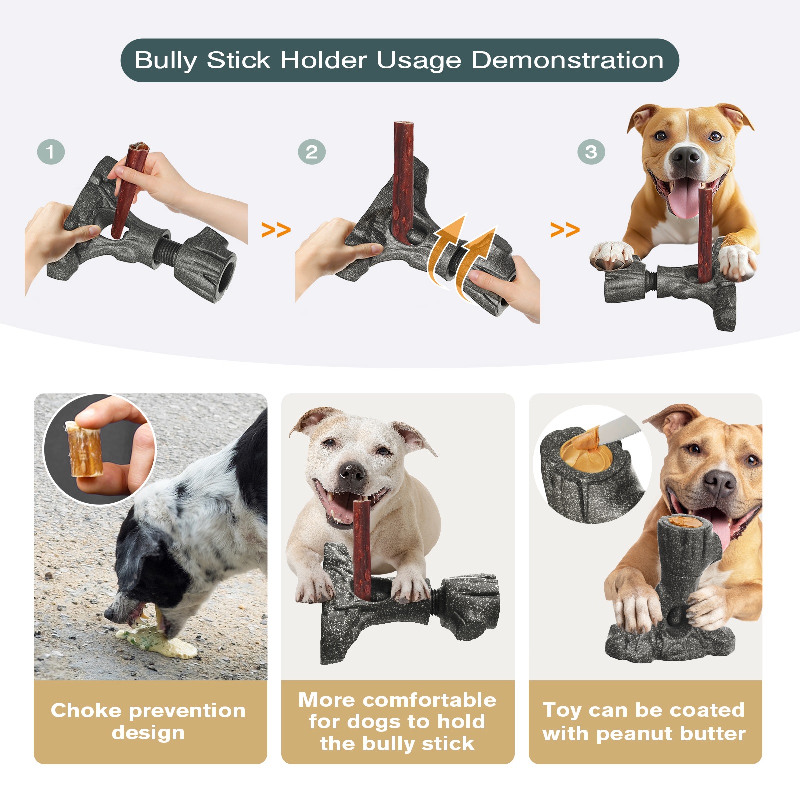Bully Stick Holder for Dogs Tough Chew Toy for Aggressive Chewers