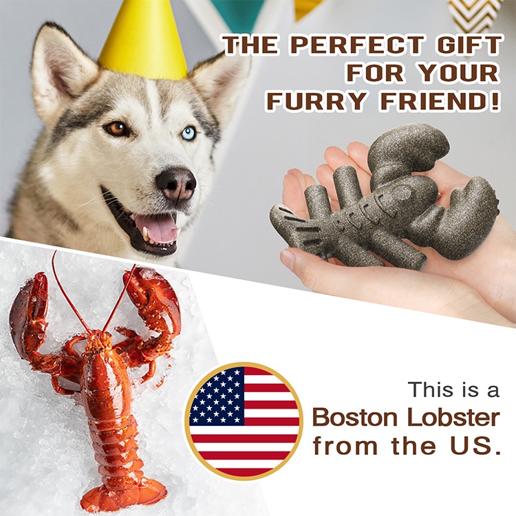 Boston lobster Dog Chew Toy Durable Rubber Teething Toys with Bacon Flavor for Large Breeds
