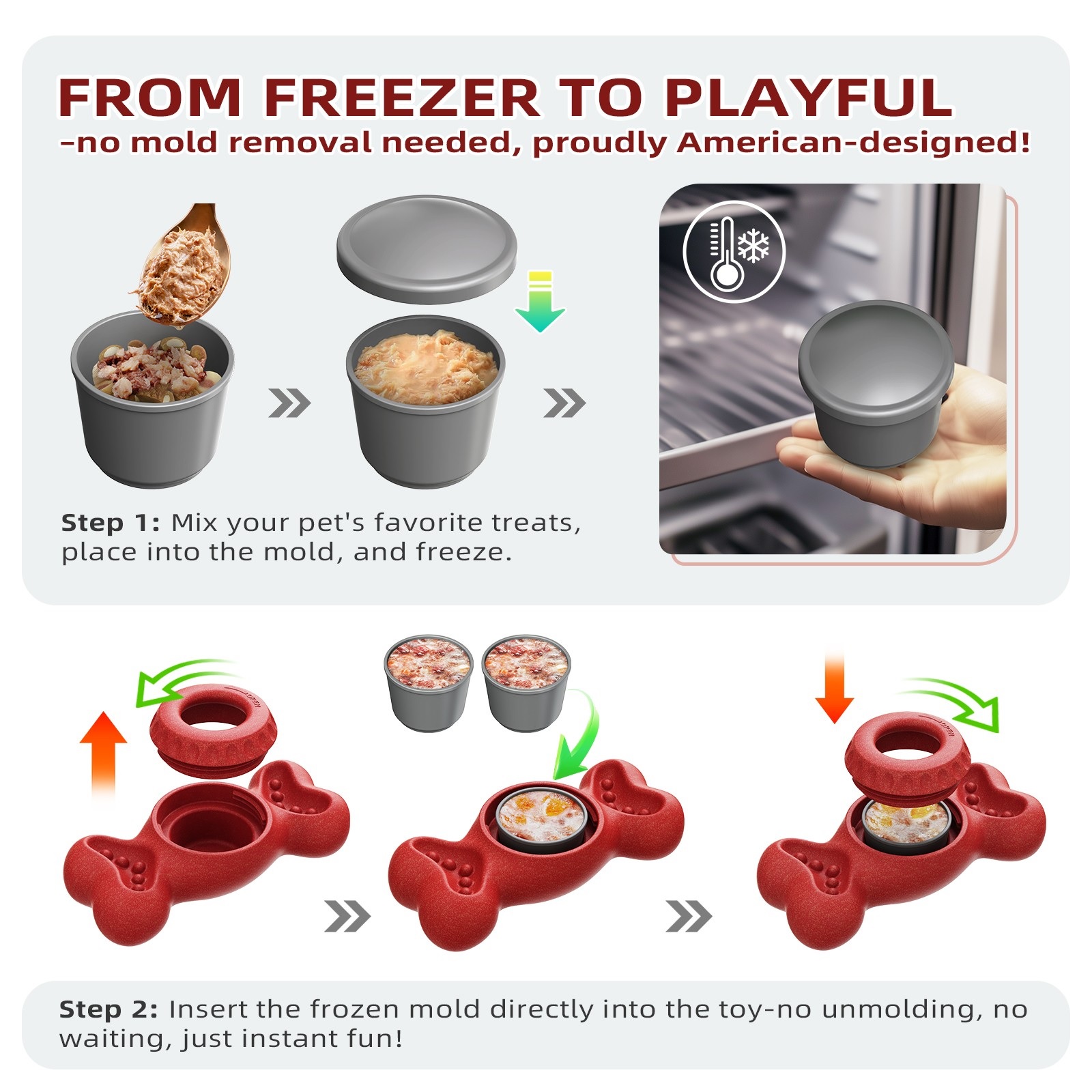 Dog Treat Chew Toys Ice Cream Holder Freeze Bone with Mold Cups