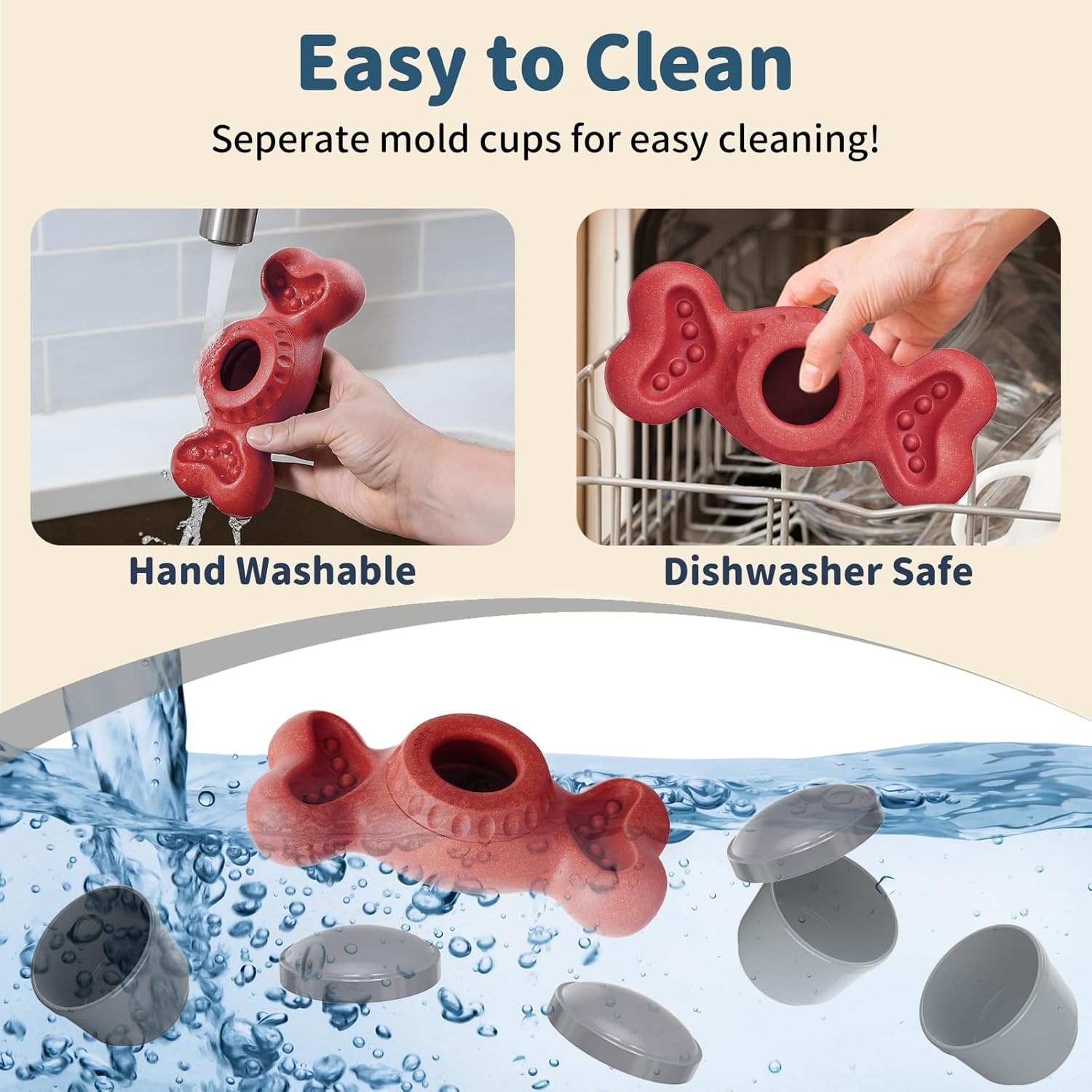 Dog Treat Chew Toys Ice Cream Holder Freeze Bone with Mold Cups