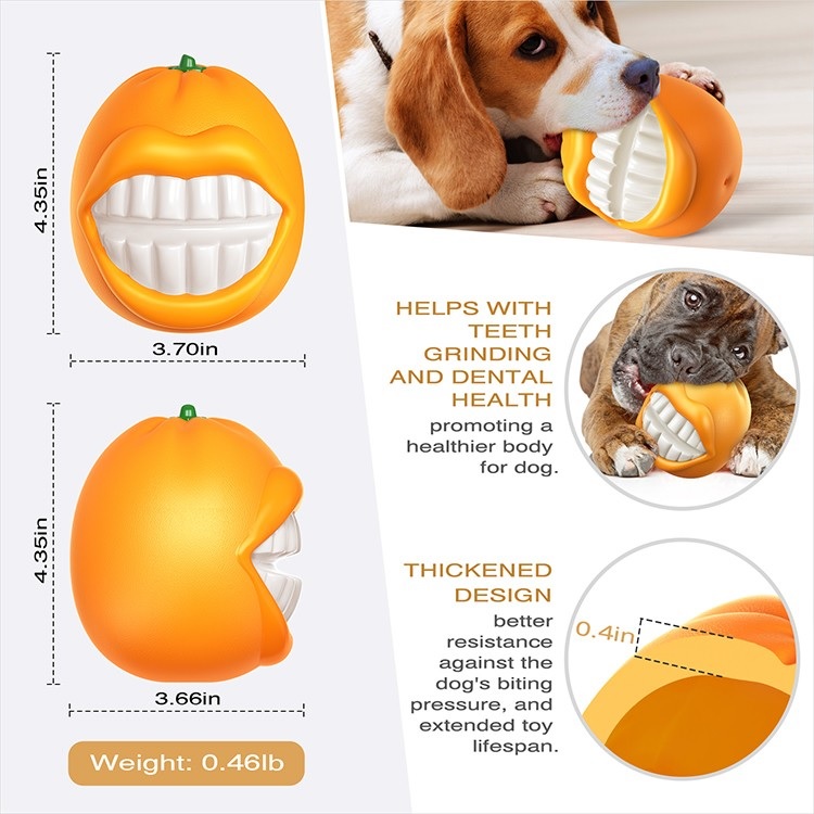 Orange Squeaky Ball Dog Toy for Medium Large Dogs Breed Aggressive Chewers Thanksgiving Toys Gift