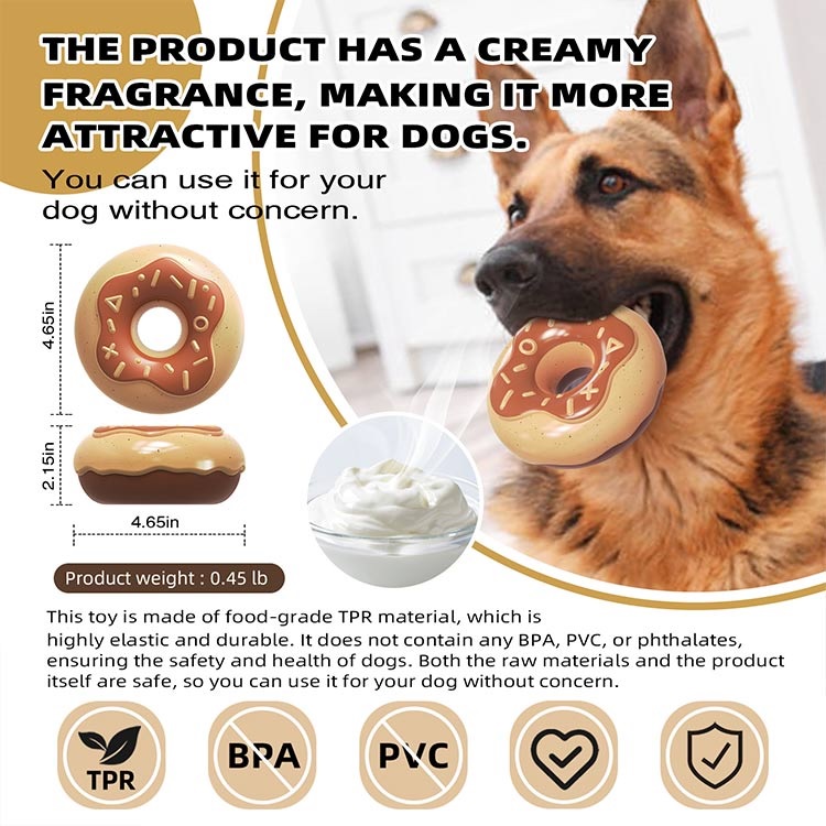 Donut Squeaky Dog Toy for Aggressive Chewers