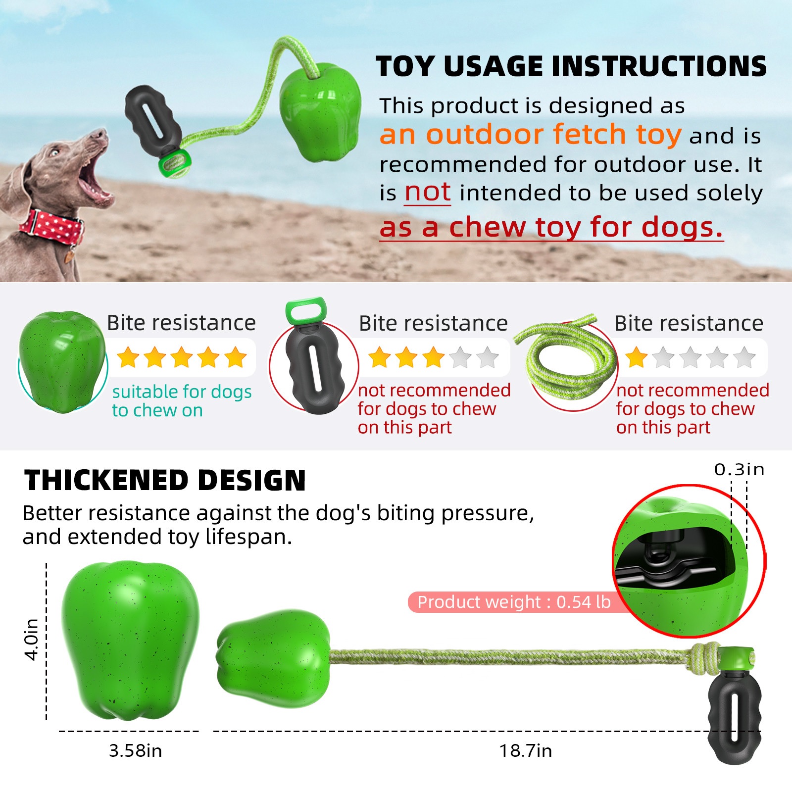 Dog Rope Toys Squeaky Apple Pet Teeth Grinding Toy for Small Medium Large Breed