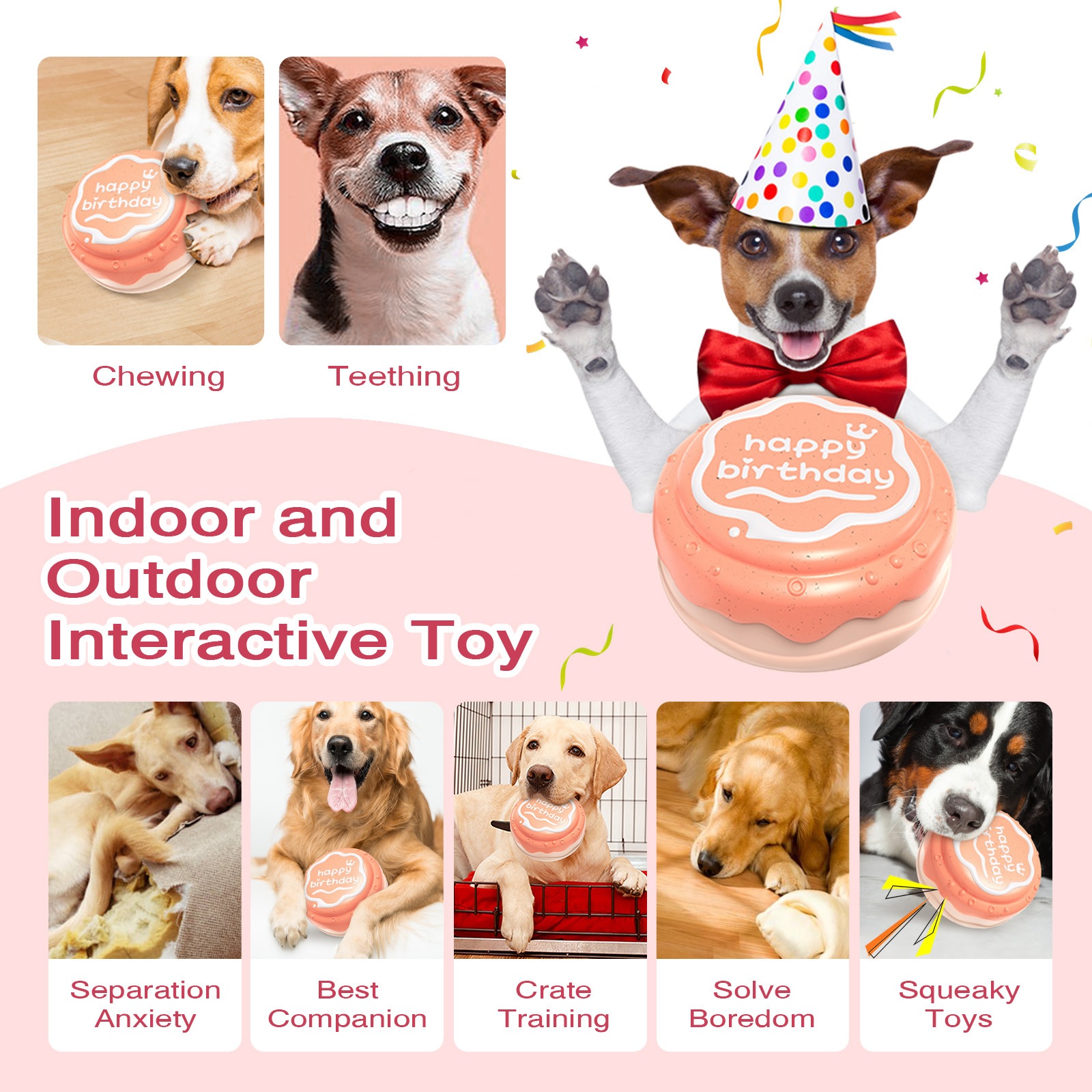 Dog Birthday Cake Toys for Puppy Gifts Dog Squeaky Toys