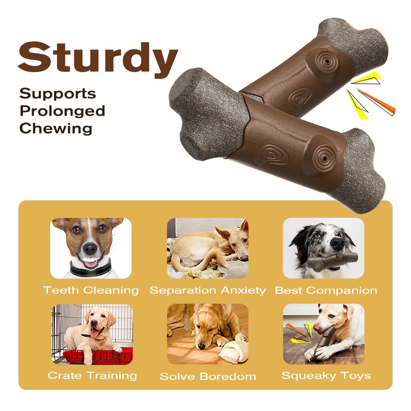 Squeaky Branch Dog Chew Toy for Aggressive Chewers