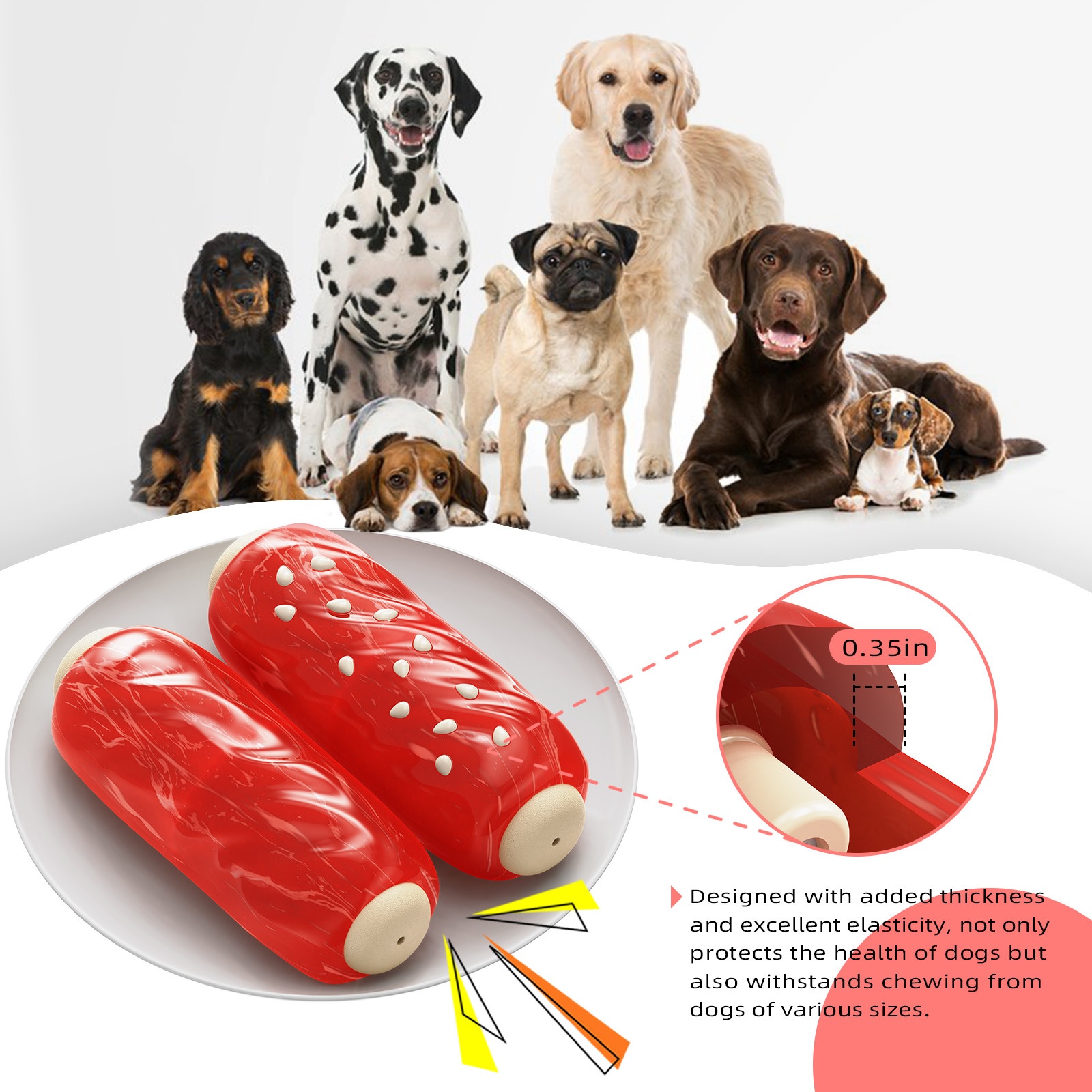 Squeak Beef Stick Dog Chew Toy Easy to Clean and Made ECO Materials