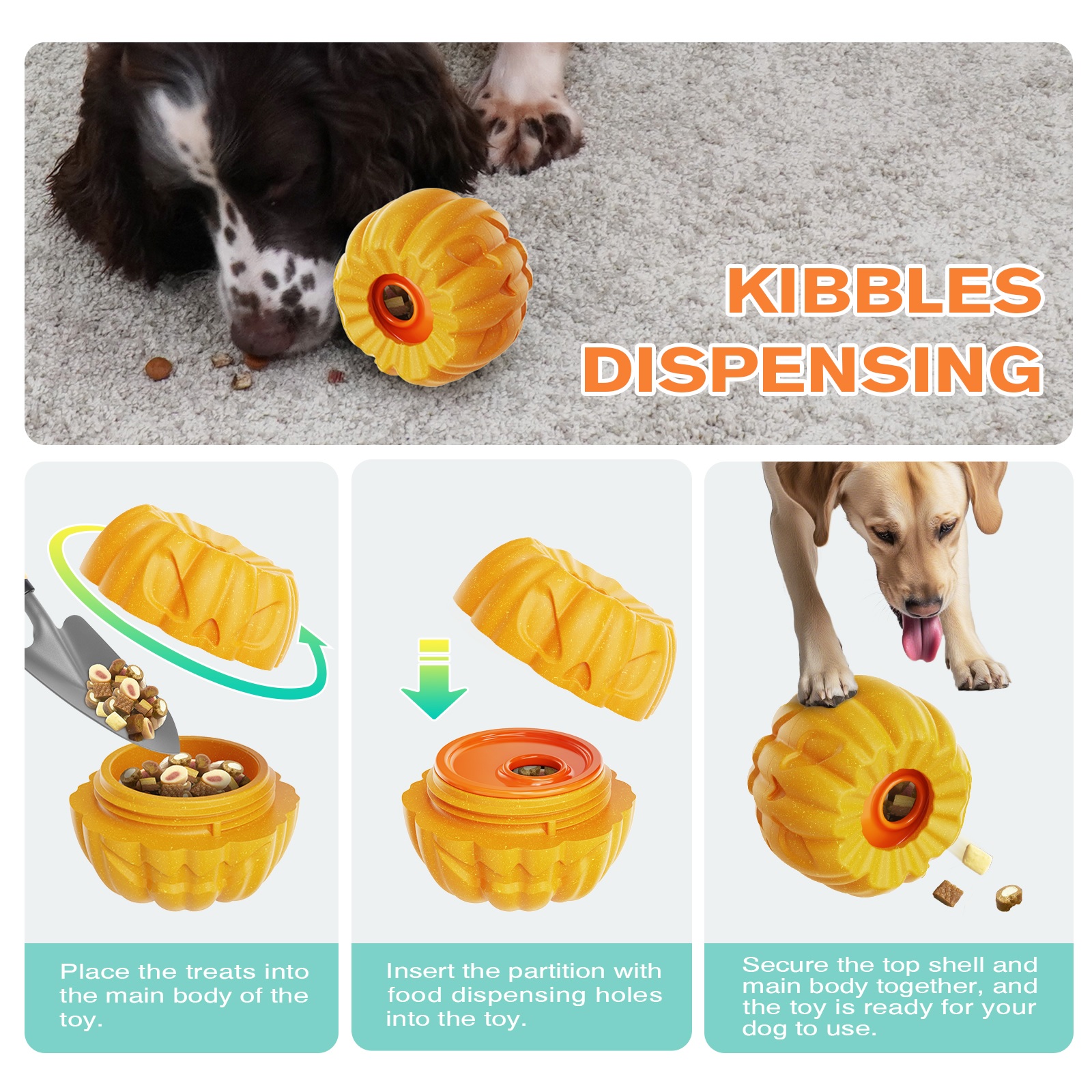 Pumpkin Shaped Dog Interactive Chew Toy Easy to Clean Relieves Anxiety