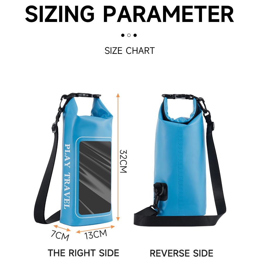 Hand-held Waterproof Dry Bag Backpack 2L-40L option with Touchscreen Window Phone Pouch for Fishing Rafting Boating