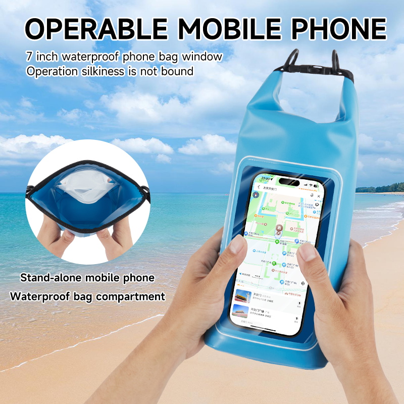 Hand-held Waterproof Dry Bag Backpack 2L-40L option with Touchscreen Window Phone Pouch for Fishing Rafting Boating