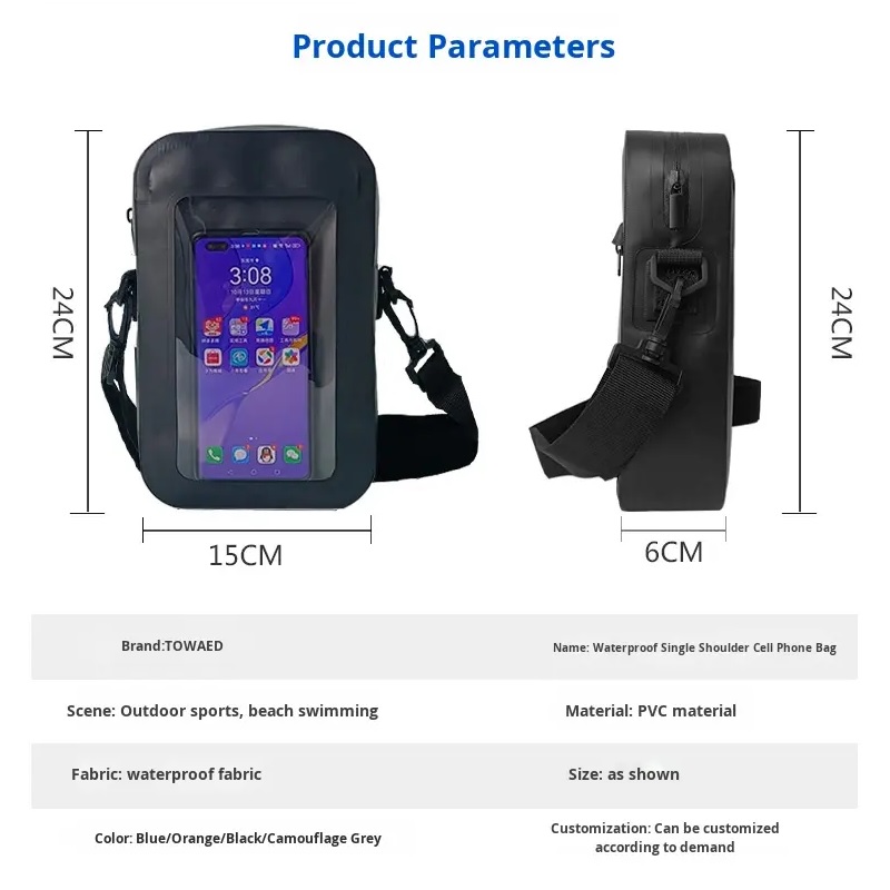 Waterproof Sling Bag with Phone Touch Screen for Beach Kayaking Swimming Waterproof Waist Pouch Dry Bag