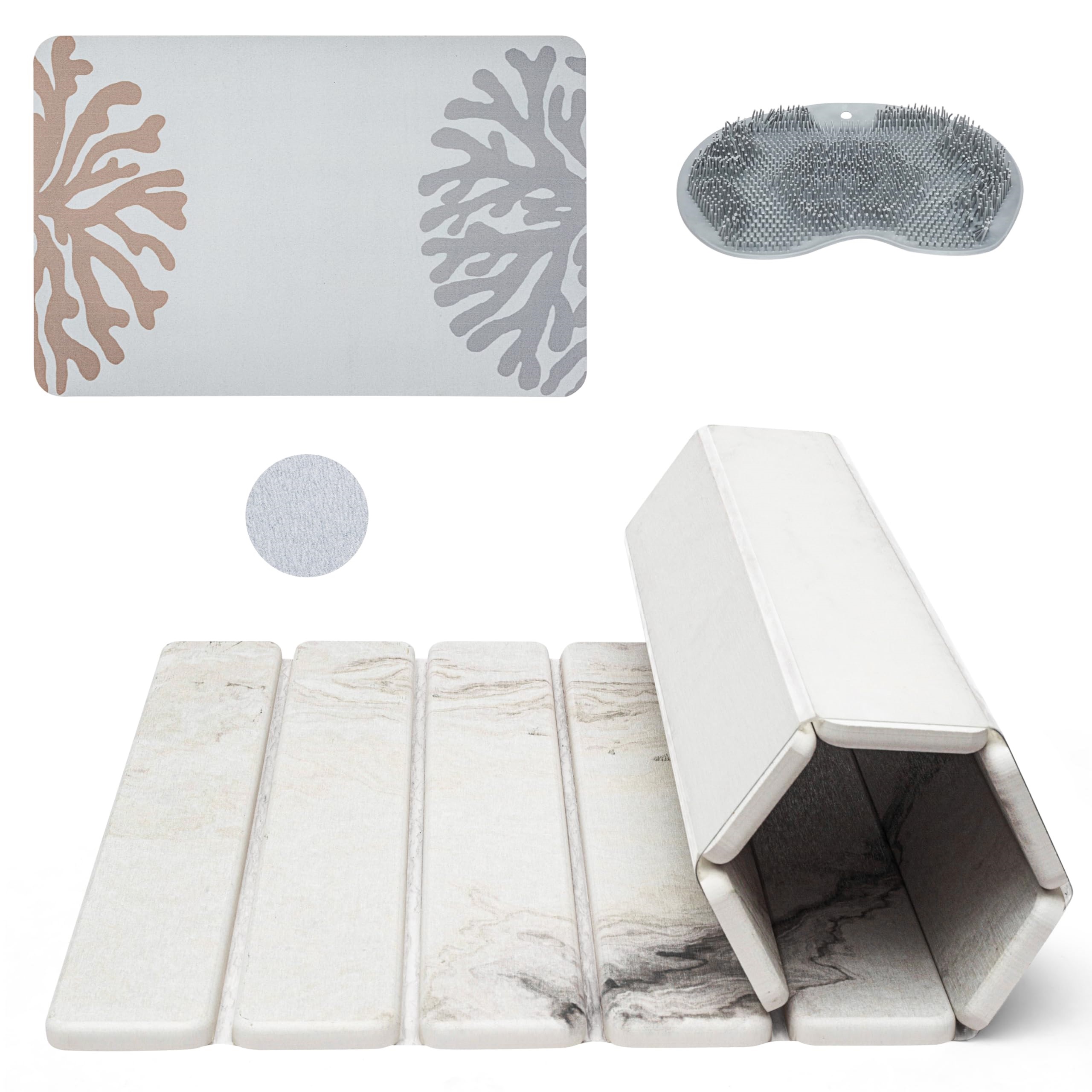 Custom Stitching Stone Bath Mat Natural Easy to Clean Diatomaceous Earth Shower Mat for Kitchen Bathroom