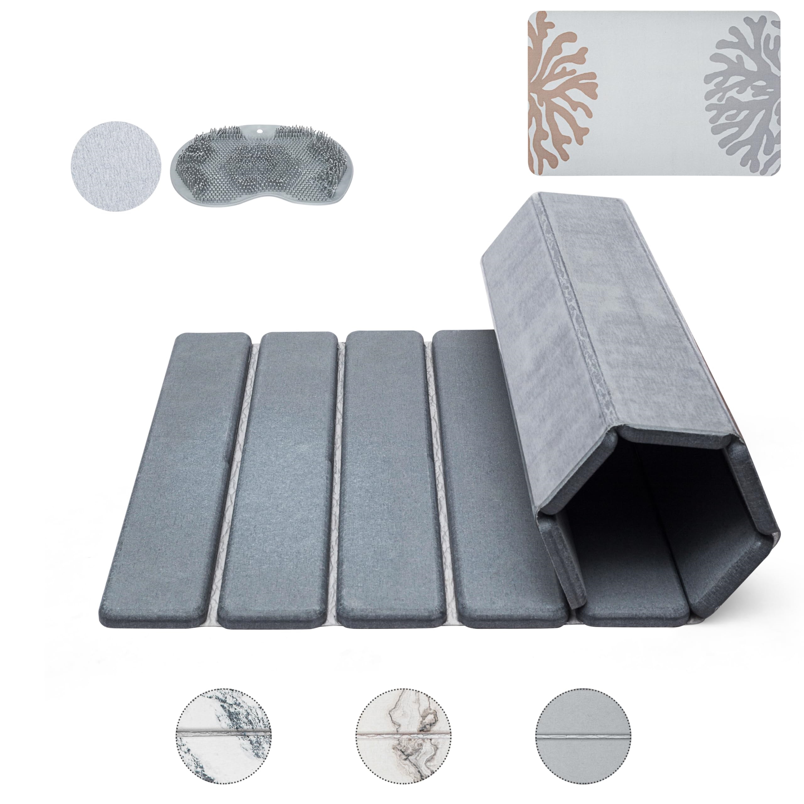 Stone Bath Mat Rollable Anti Slip Super Absorbent Diatomaceous Earth Stone Bathroom Mat