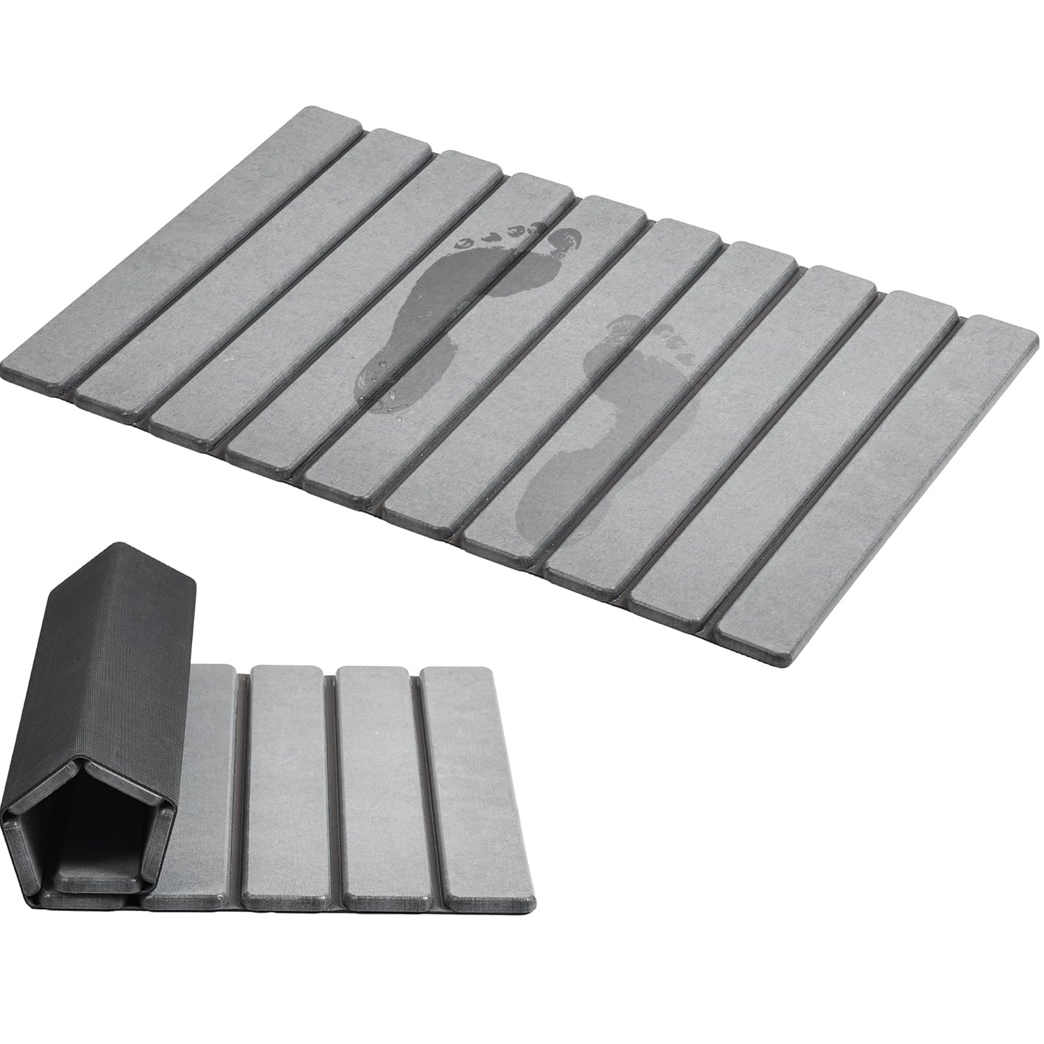 Non-Slip Foldable Stone Bath Mat Super Absorbent Diatomaceous Earth Mats Quick Drying Mat 