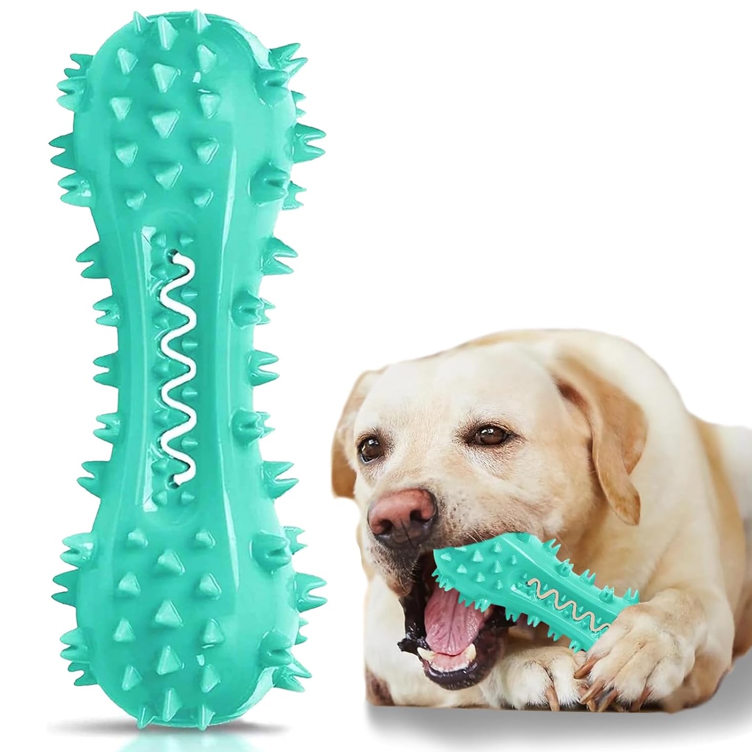 Dog Teeth Cleaning Toy Toothbrush Stick Bone Squeaky Toys for Training Aggressive Chewers
