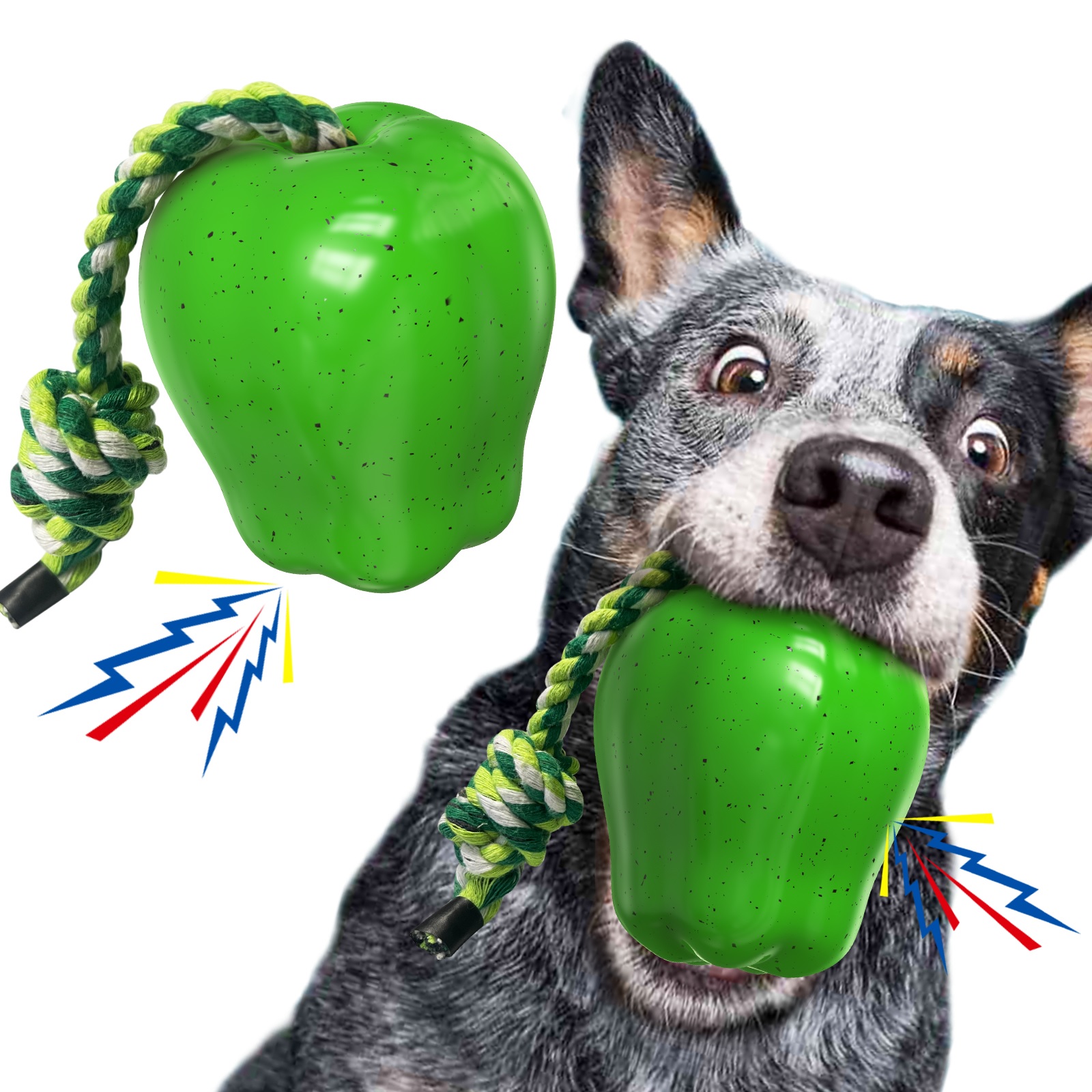 Green Apple Squeaky Dog Toy for Medium Large Dogs Breed Aggressive Chewers