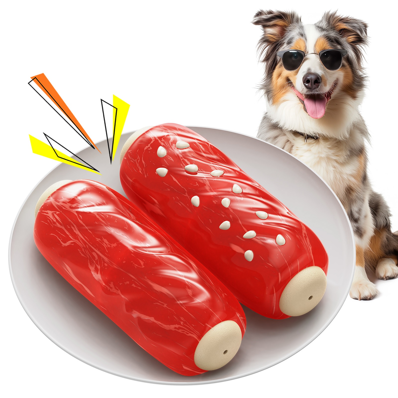 Squeak Beef Stick Dog Chew Toy Easy to Clean and Made ECO Materials