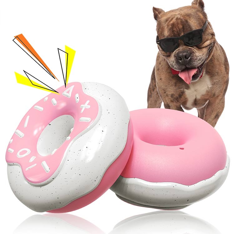Donut Squeaky Dog Toy for Aggressive Chewers