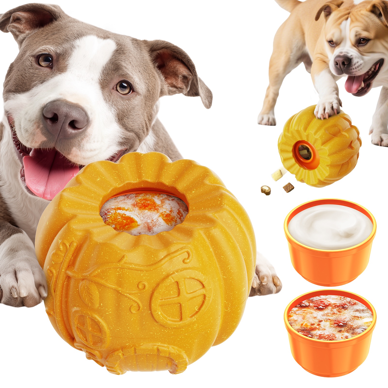 Pumpkin Shaped Dog Interactive Chew Toy Easy to Clean Relieves Anxiety