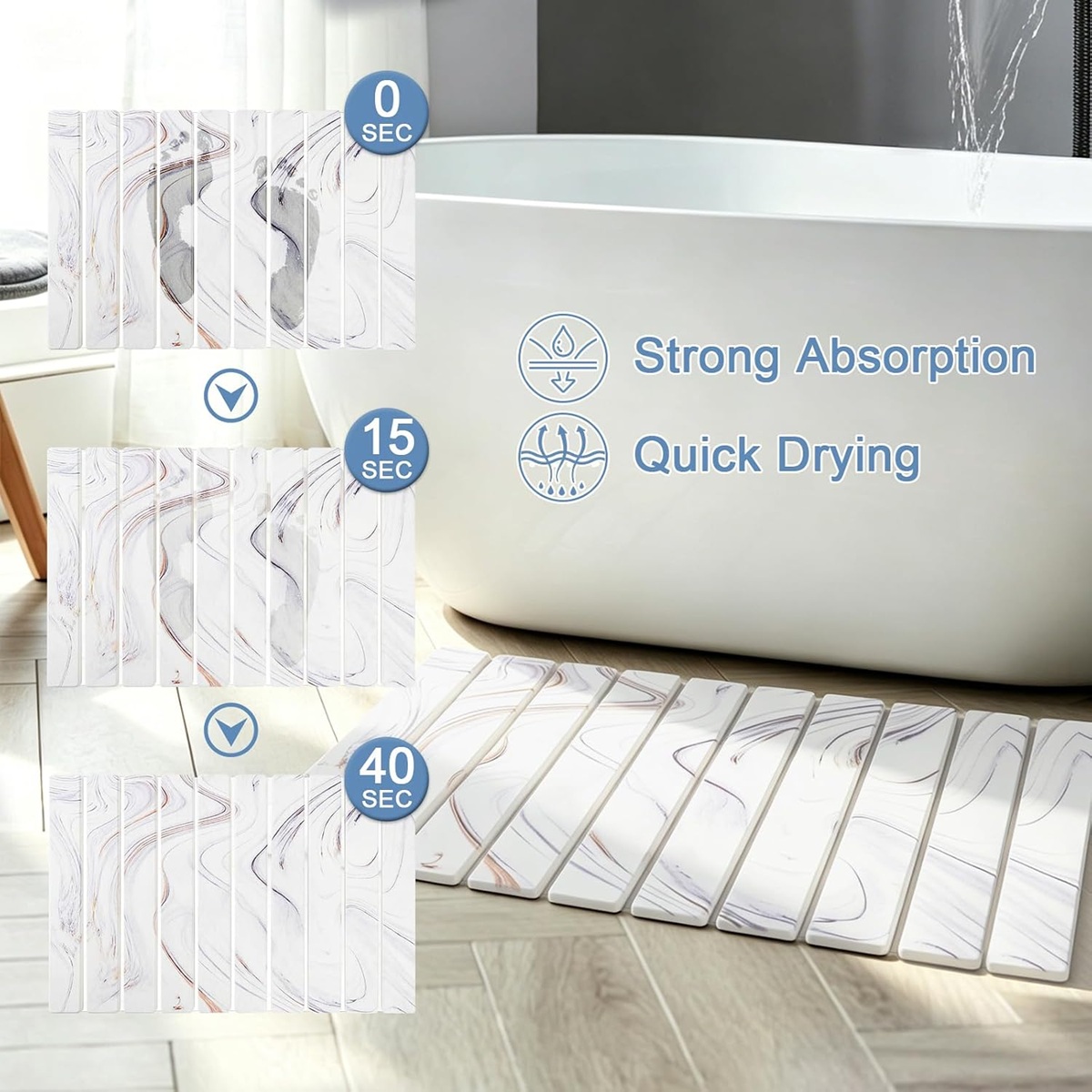 Multifunction Stone Bath Mats for Bathroom Customizable surface patterns