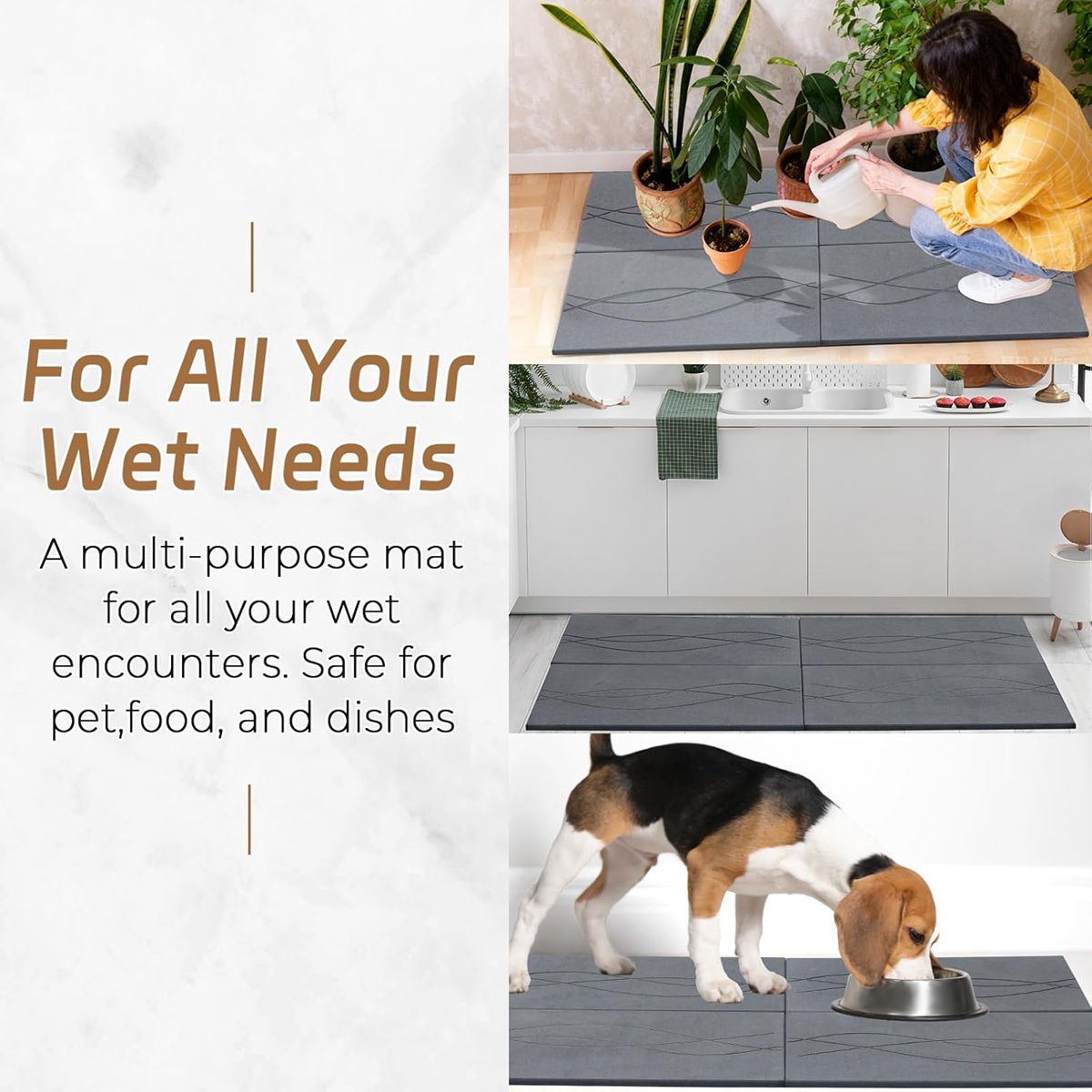 Quick Drying Diatomite Stone Shower Mat Spliceable Design Non-Slip Easy to Clean
