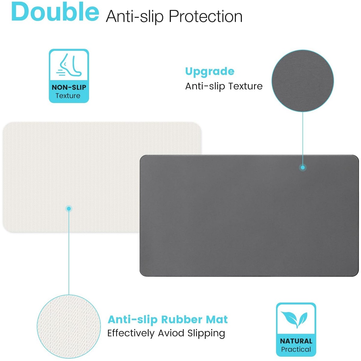 Natural Diatomite Stone Bath Mat Premium Non-Slip Quick Drying Mats for Bathroom