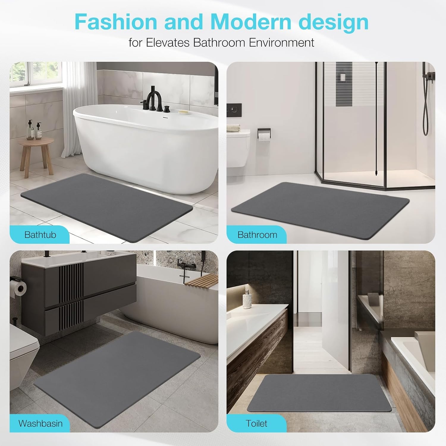 Natural Diatomite Stone Bath Mat Premium Non-Slip Quick Drying Mats for Bathroom
